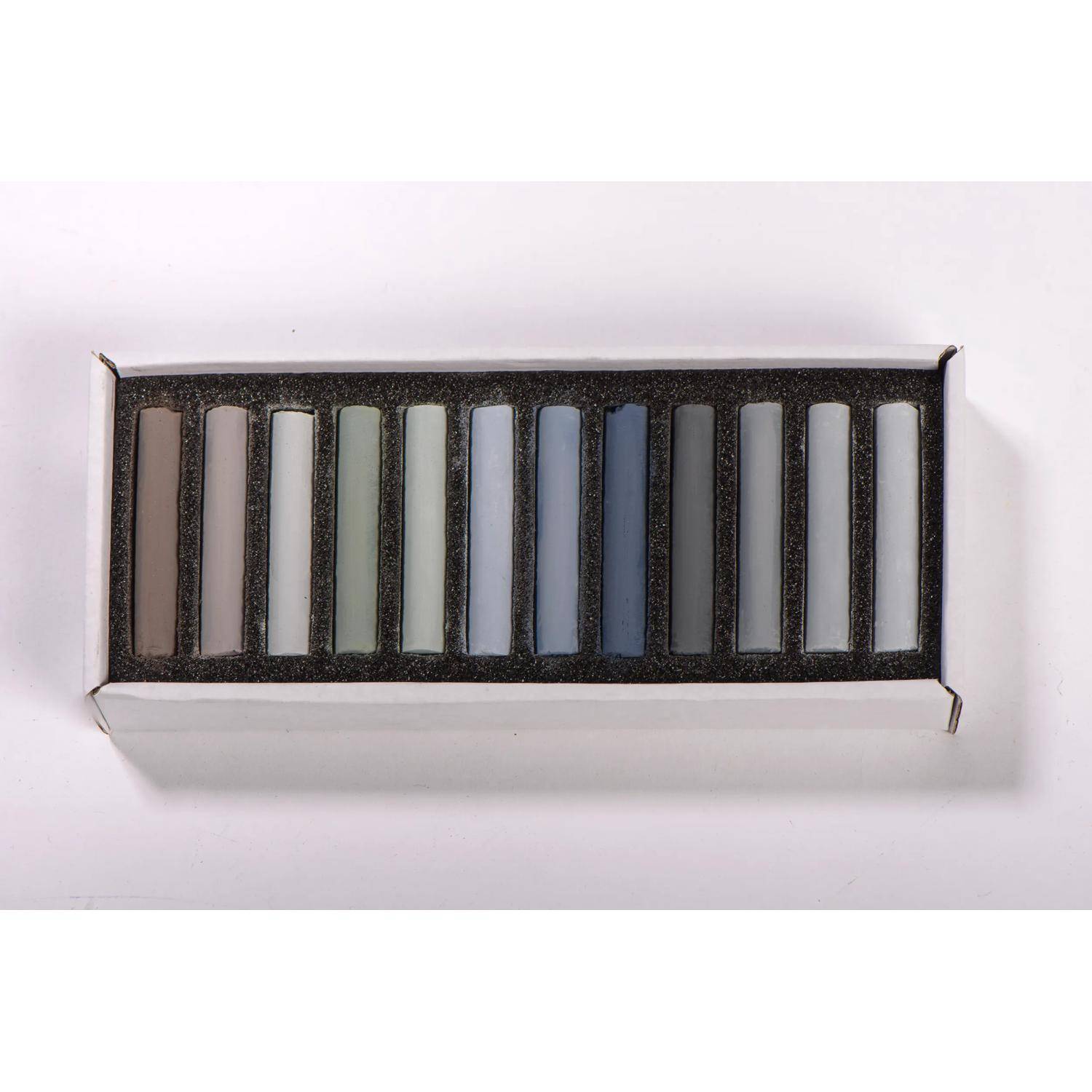 Blockx Box mit 12 Pastellkreiden, 12x9 cm, Grautöne 12912GBXC