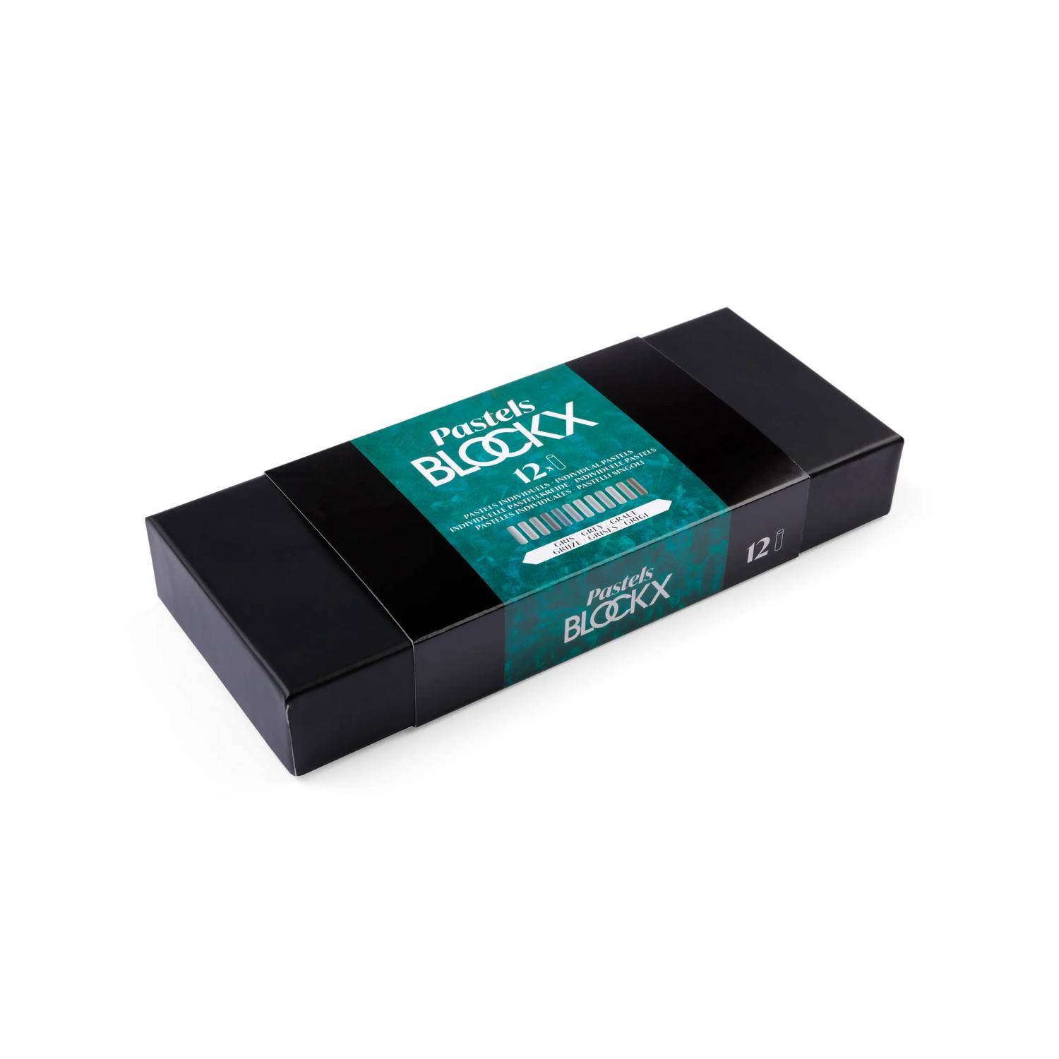 Blockx Box mit 12 Pastellkreiden, 12x9 cm, Grautöne 12912GBXC