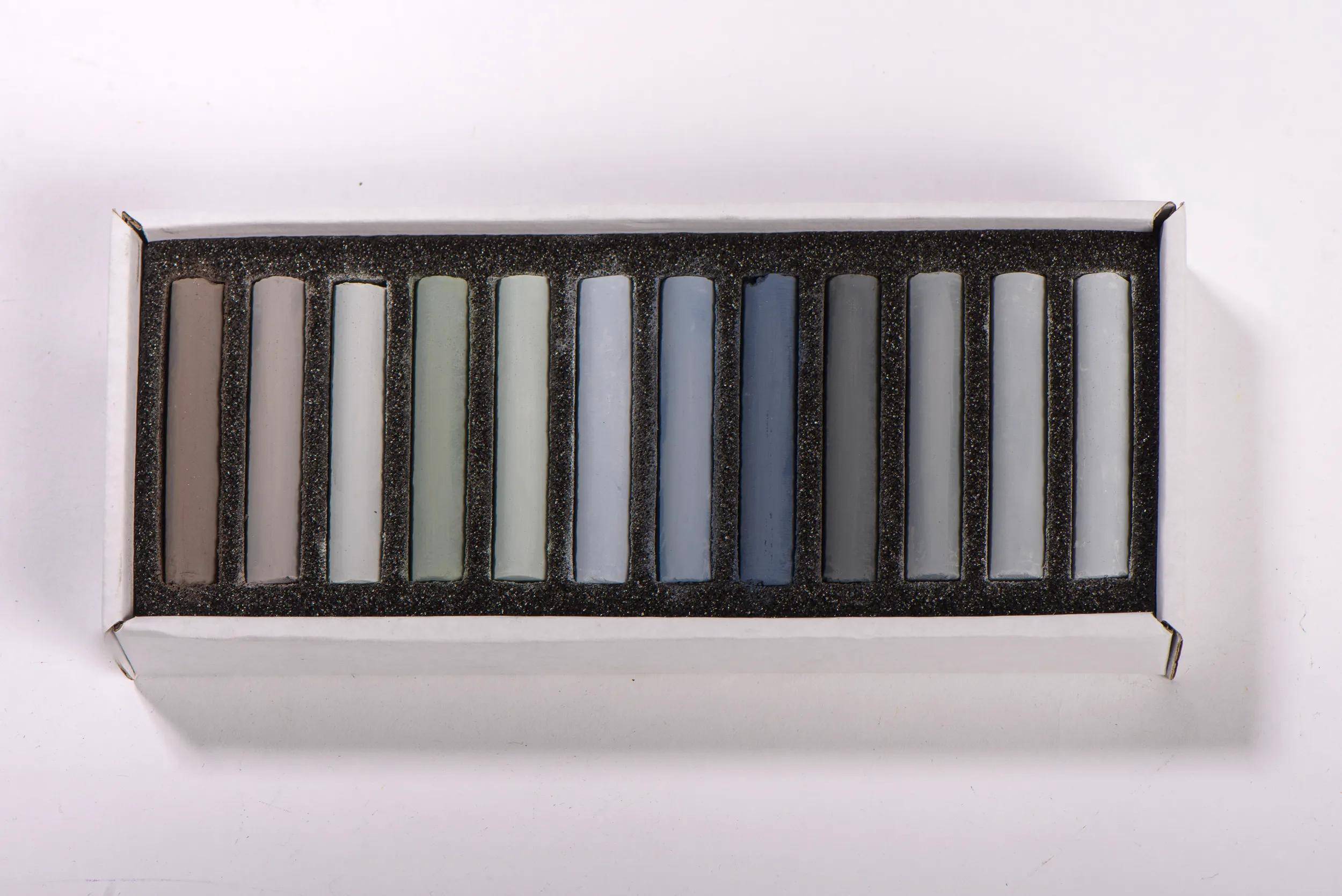 Blockx Box mit 12 Pastellkreiden, 12x9 cm, Grautöne 12912GBXC