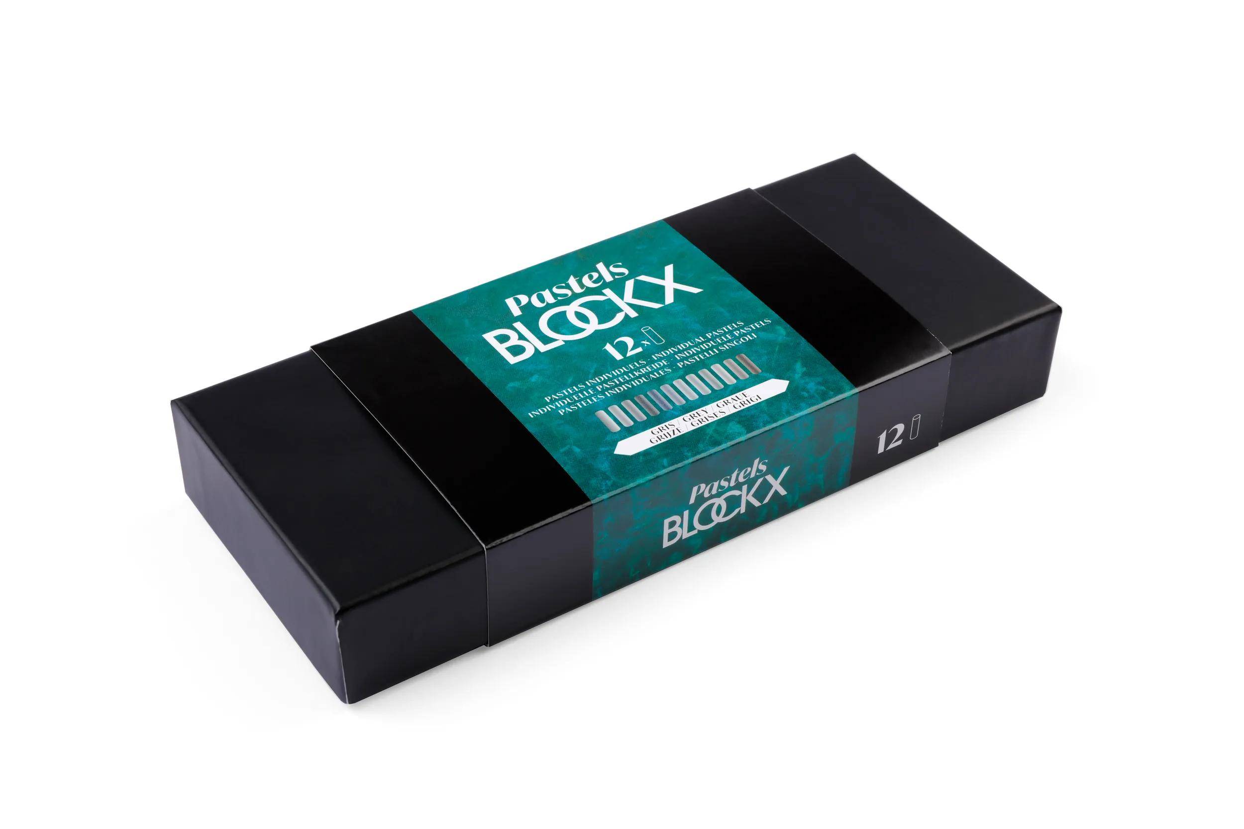 Blockx Box mit 12 Pastellkreiden, 12x9 cm, Grautöne 12912GBXC