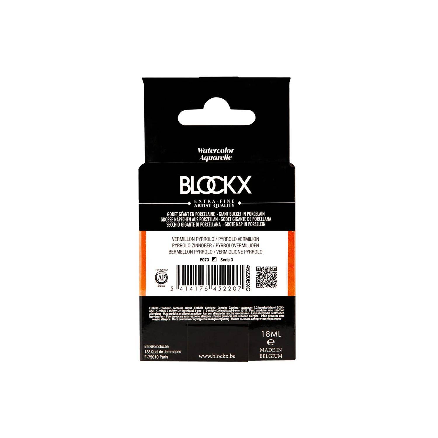 Blockx Aquarellfarbe, Großer Napf 18ml Pyrrolo Zinnober 45220BXC