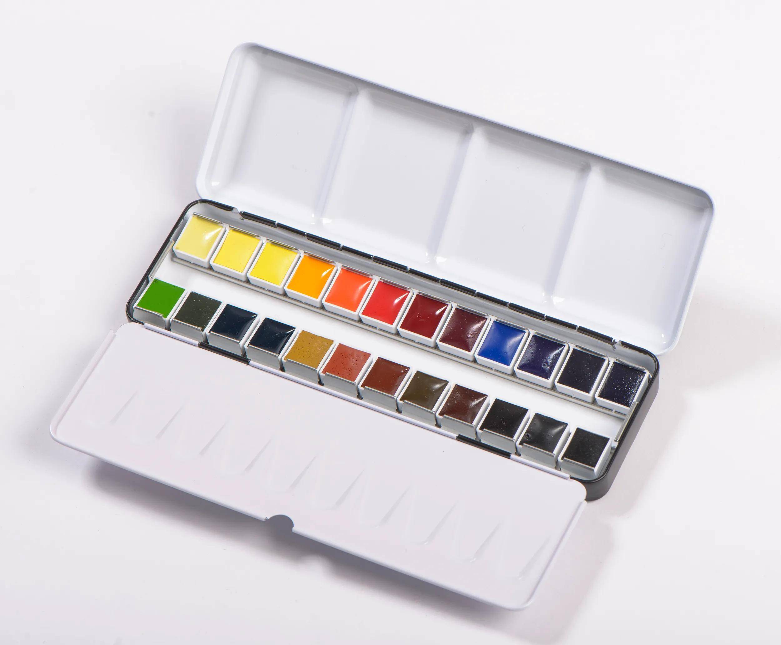 Blockx Aquarellfarbe, Metallkasten mit 24 halben Näpfchen 41624BXC