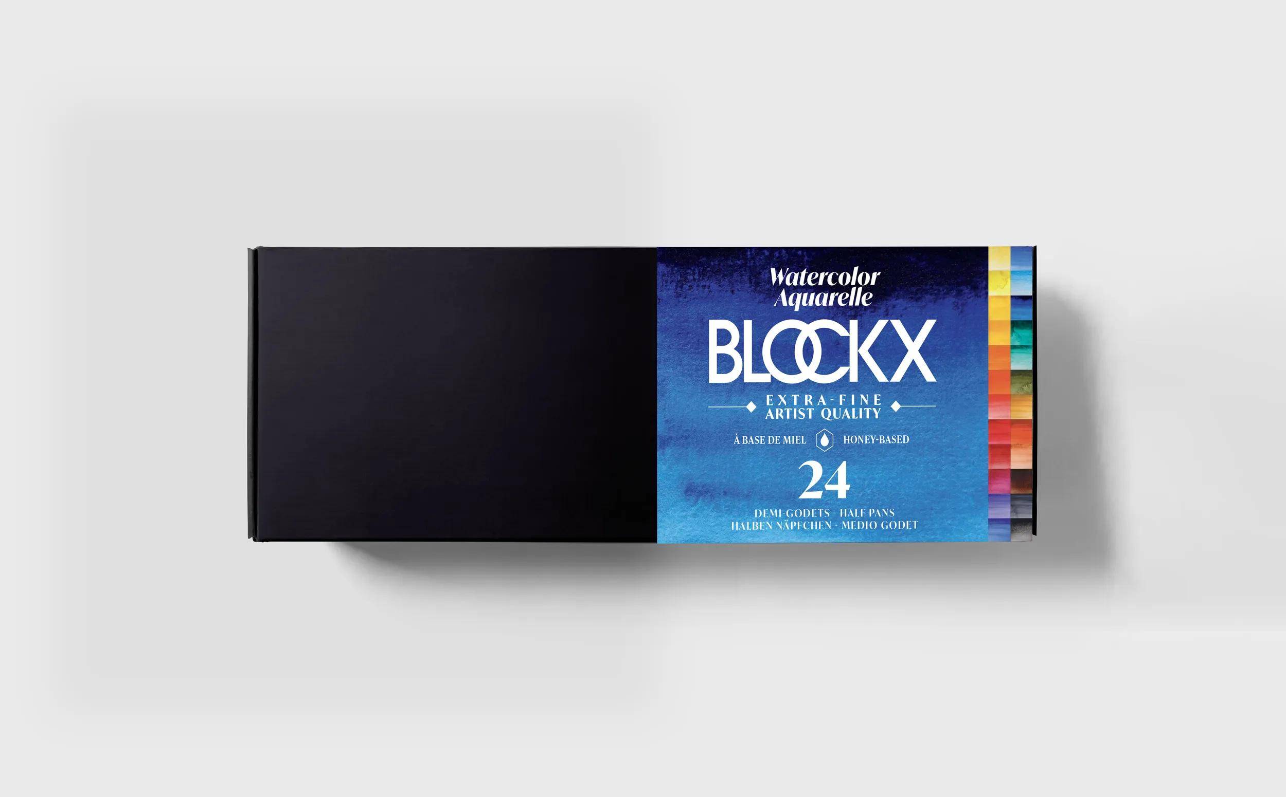Blockx Aquarellfarbe, Metallkasten mit 24 halben Näpfchen 41624BXC