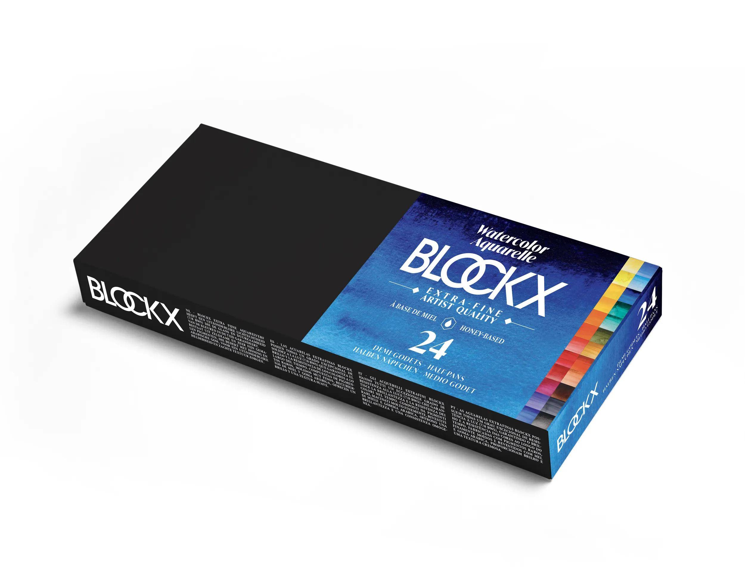 Blockx Aquarellfarbe, Metallkasten mit 24 halben Näpfchen 41624BXC