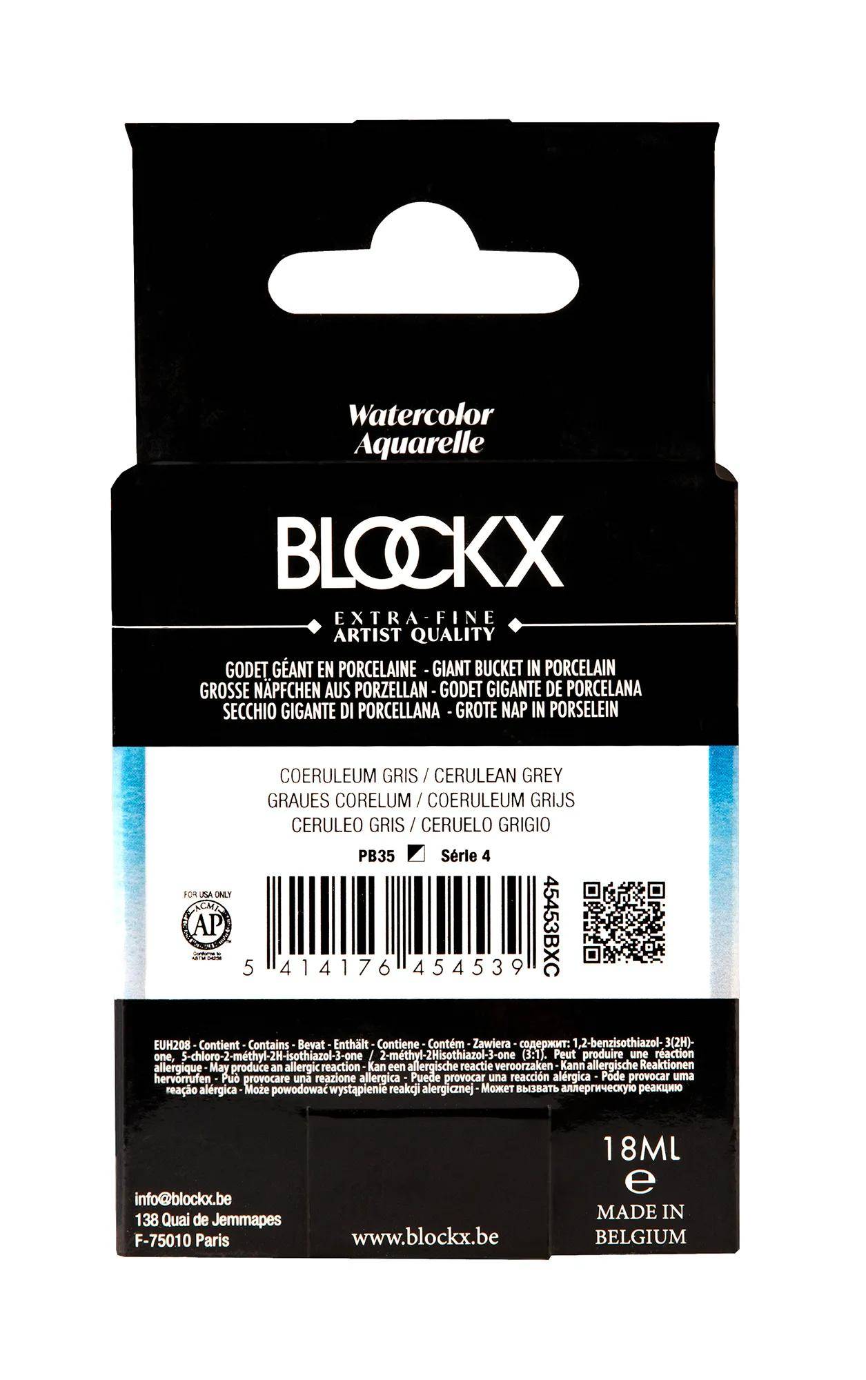 Blockx Aquarellfarbe, Azurgrau - Großer Napf 18ml - Coeruleum grau 45453BXC