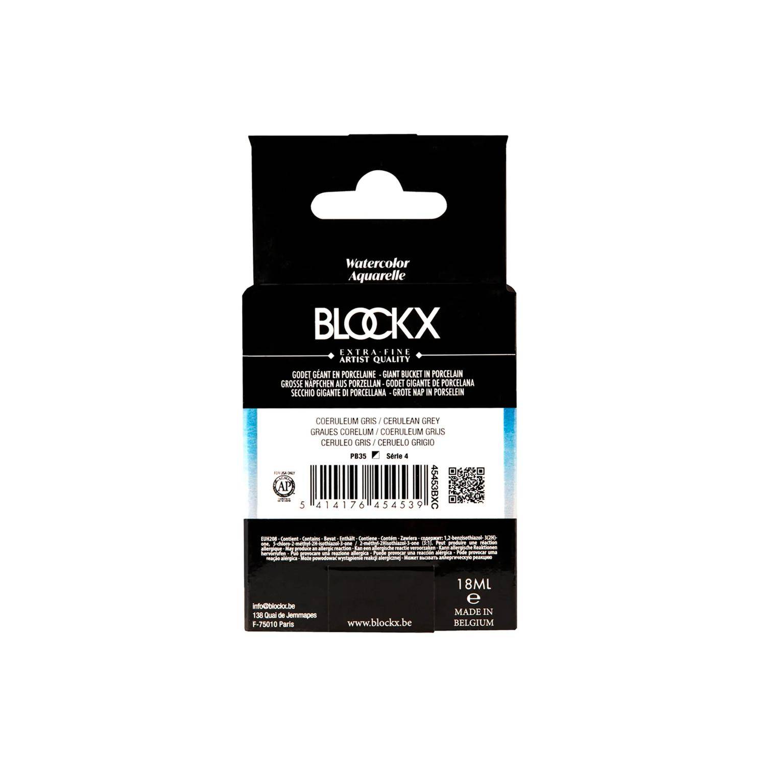 Blockx Aquarellfarbe, Azurgrau - Großer Napf 18ml - Coeruleum grau 45453BXC