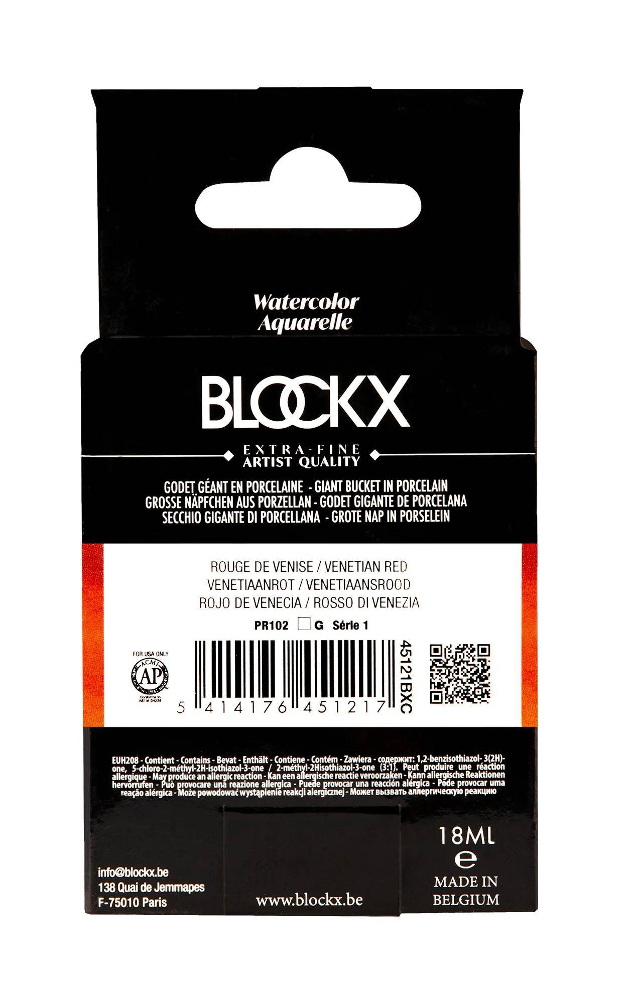 Blockx Aquarellfarbe, Venetienrot - Großer Napf 18ml - Venezienrot 45121BXC