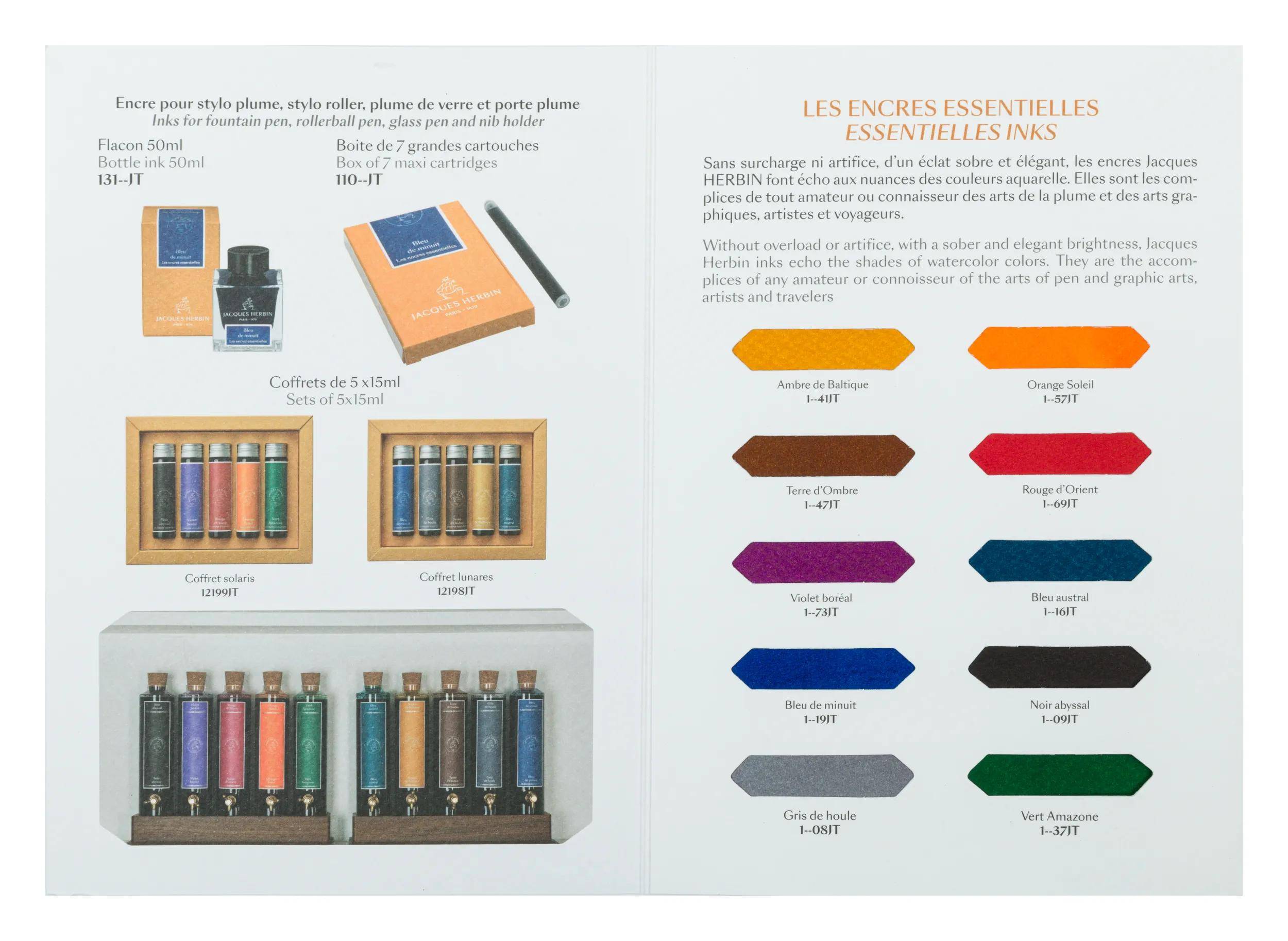 Jacques Herbin Farbkarte, 10 Tinten der Serie Prestige 13JT
