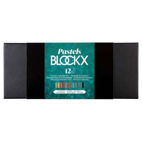 Blockx Box mit 12 Pastellkreiden, 12x9 cm, dunkle Farben 12912DBXC