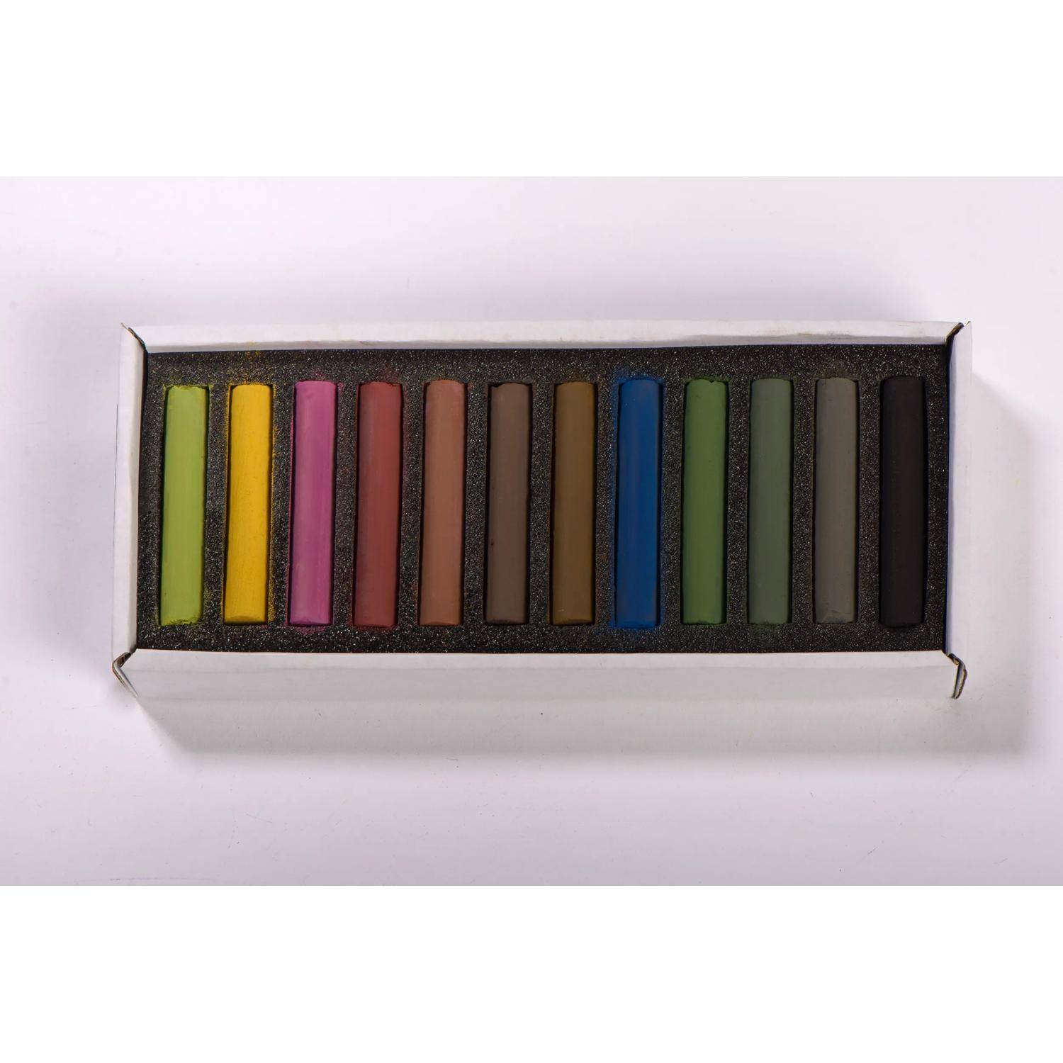 Blockx Box mit 12 Pastellkreiden, 12x9 cm, dunkle Farben 12912DBXC