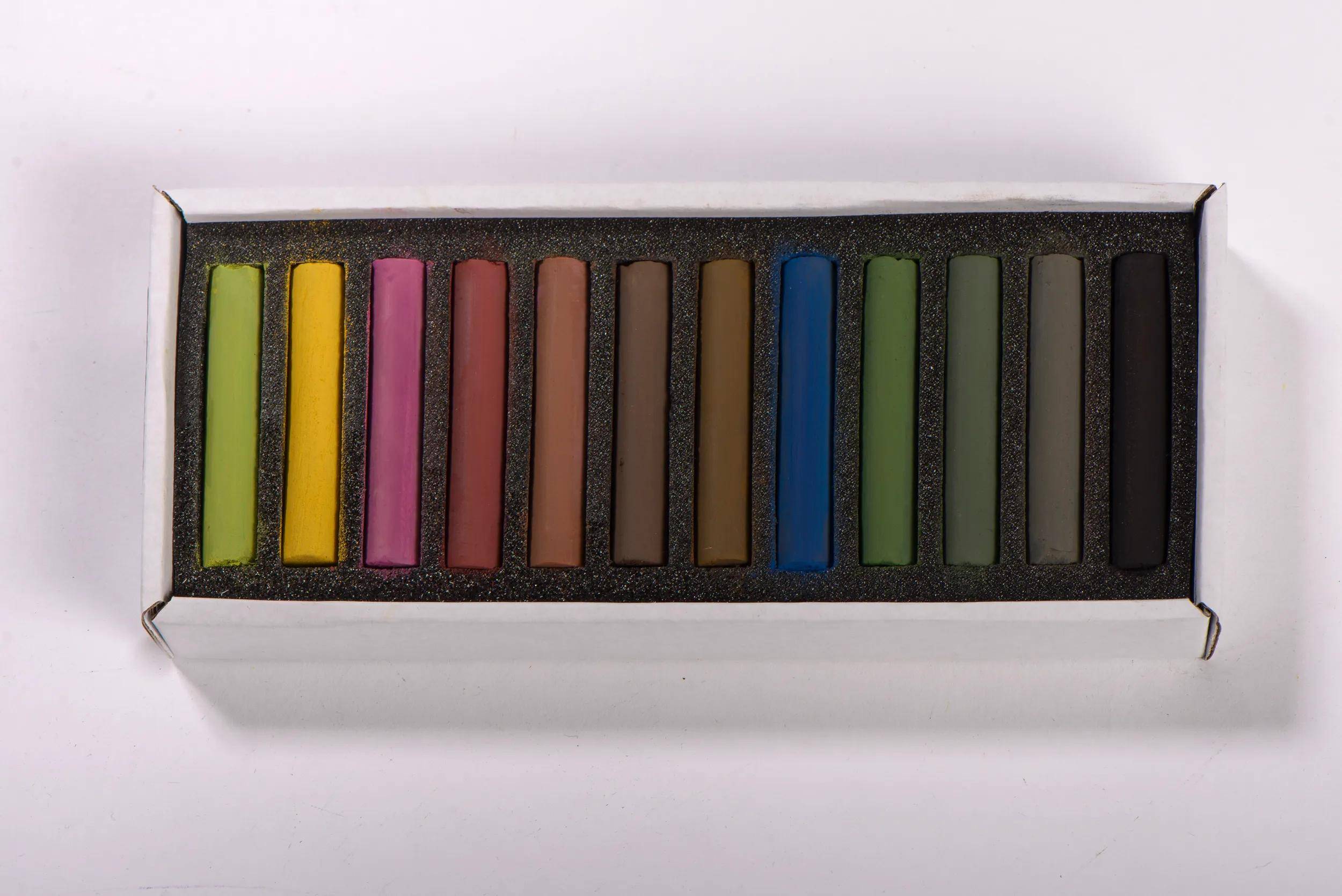 Blockx Box mit 12 Pastellkreiden, 12x9 cm, dunkle Farben 12912DBXC