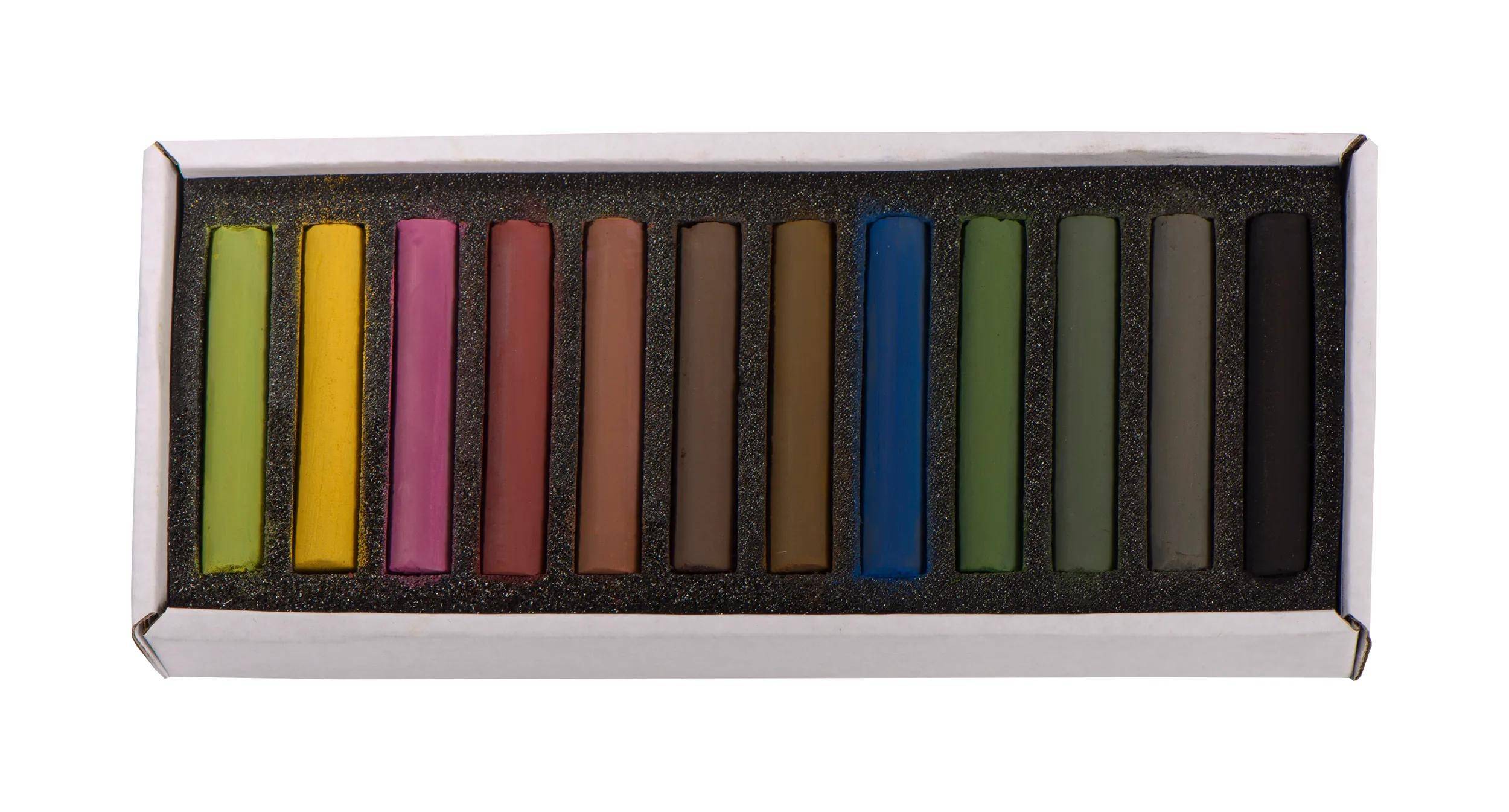 Blockx Box mit 12 Pastellkreiden, 12x9 cm, dunkle Farben 12912DBXC