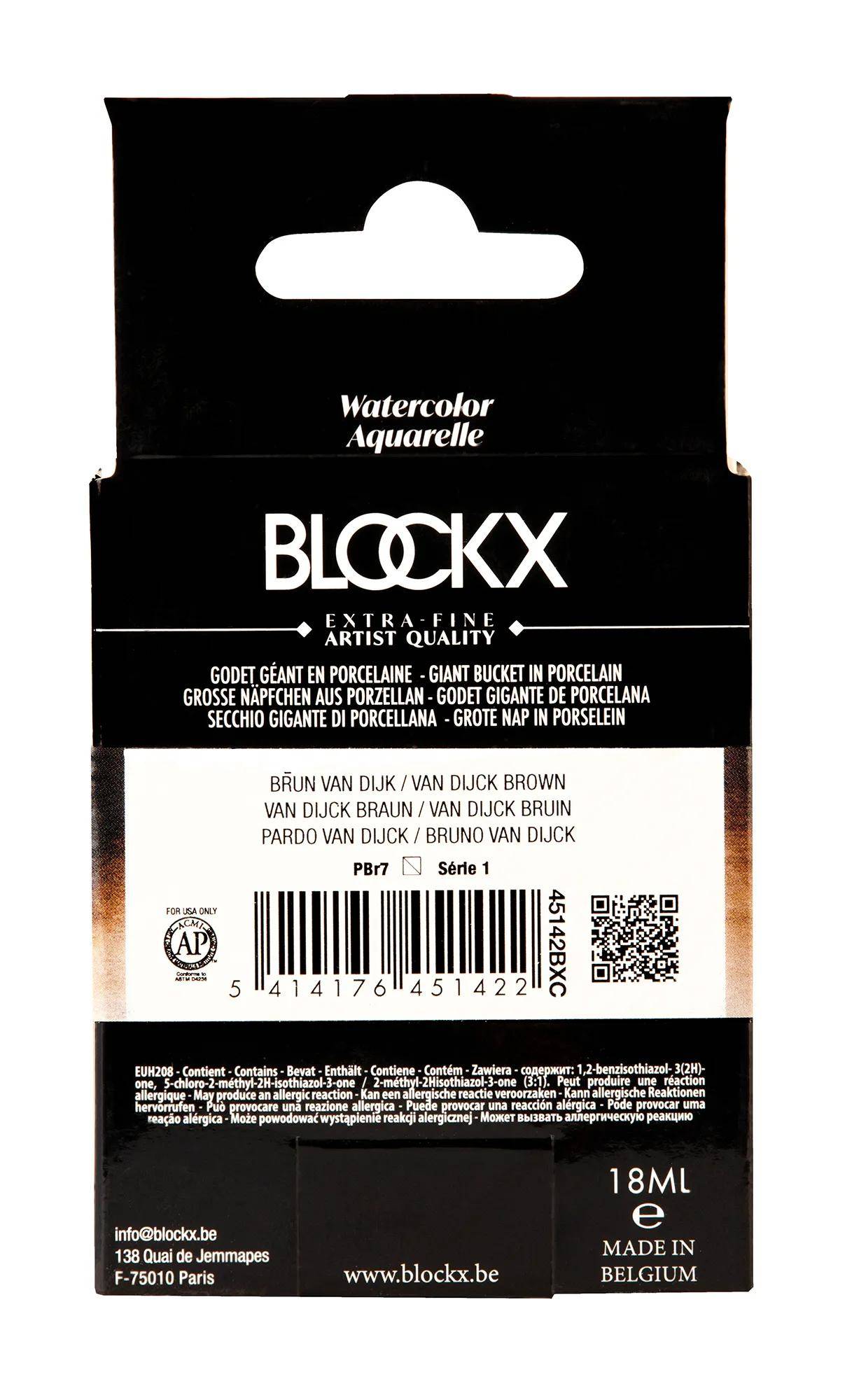 Blockx Aquarellfarbe, Van Dijk braun Großer Napf 18ml Van Dijk Braun 45142BXC