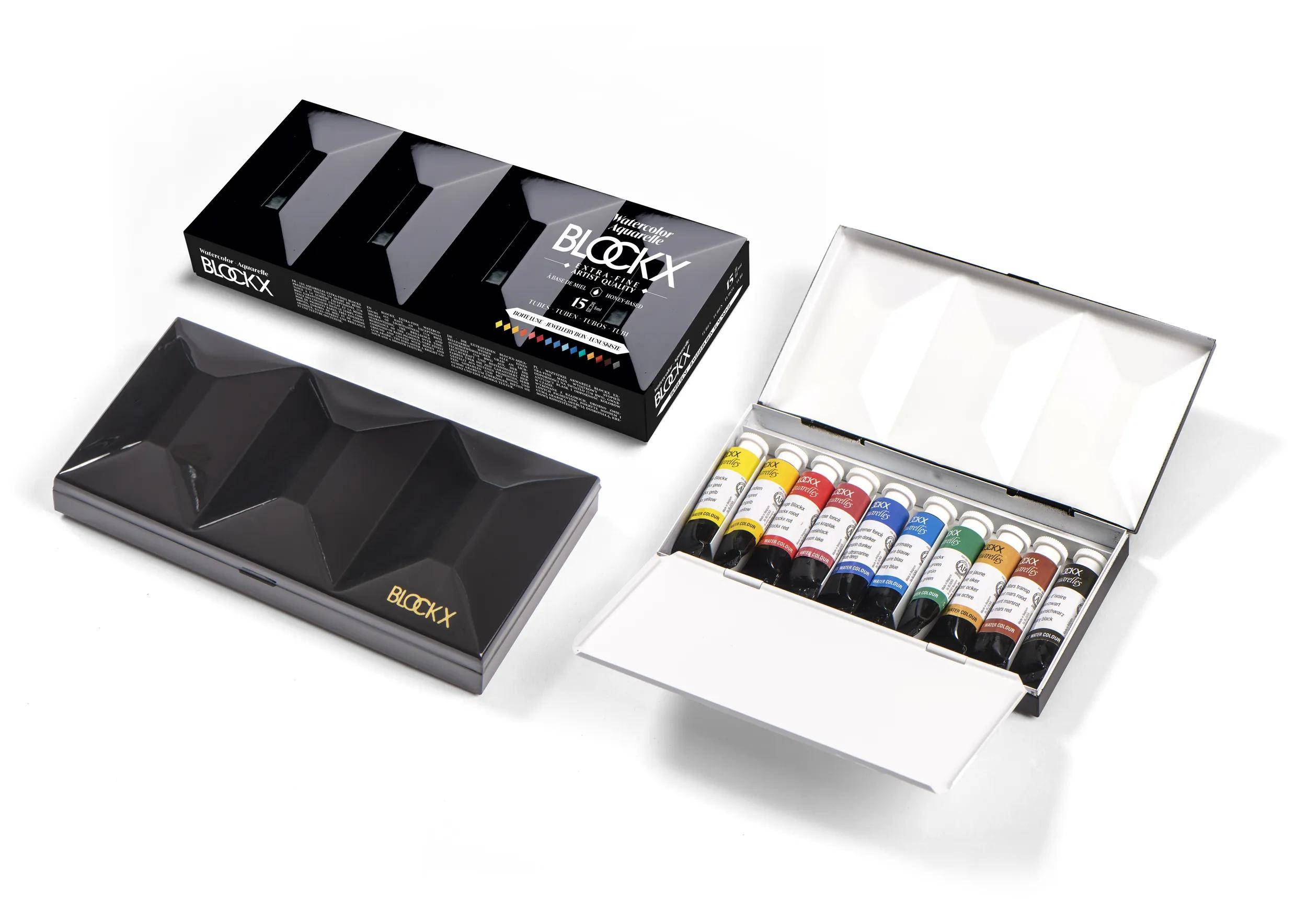 Blockx Aquarellfarben, Zierkasten mit 15 Tuben 5ml 43515BXC