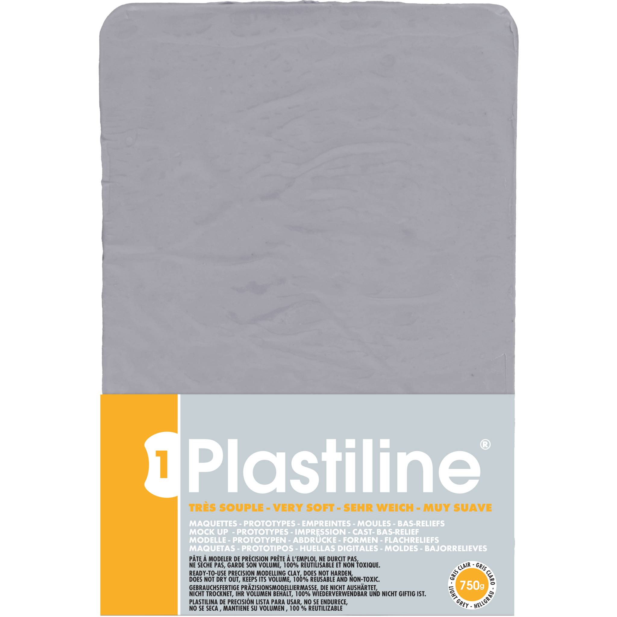 Plastiline Plastiline, Block 750g, Härtegrad 1 (sehr weich) - Hellgrau 7640T