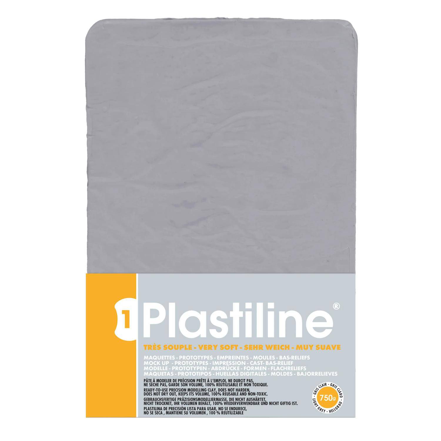 Plastiline Plastiline, Block 750g, Härtegrad 1 (sehr weich) - Hellgrau 7640T