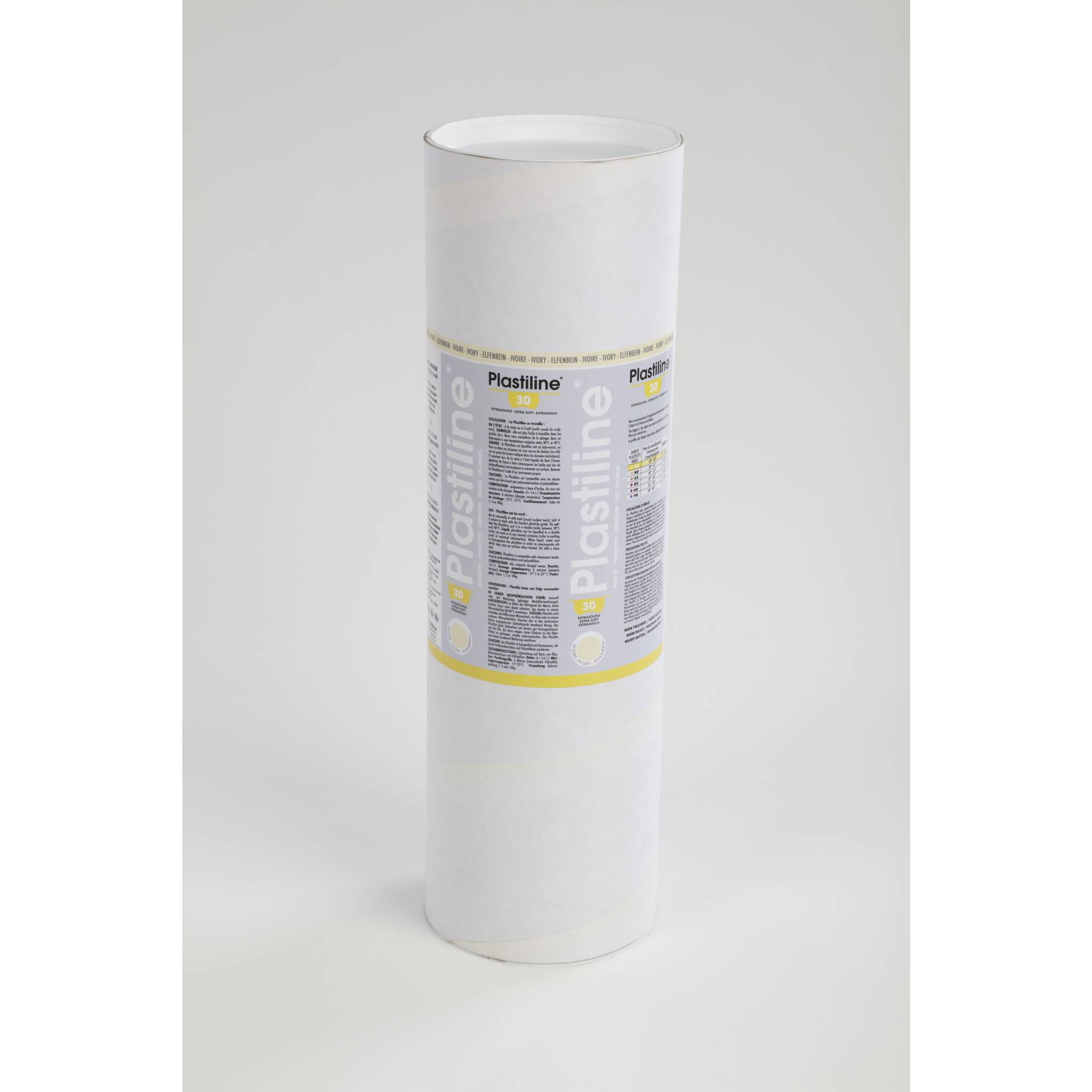 Plastiline 10kg Härtegrad 30 (extraweich) Rohrverpackung - Elfenbein 10130T