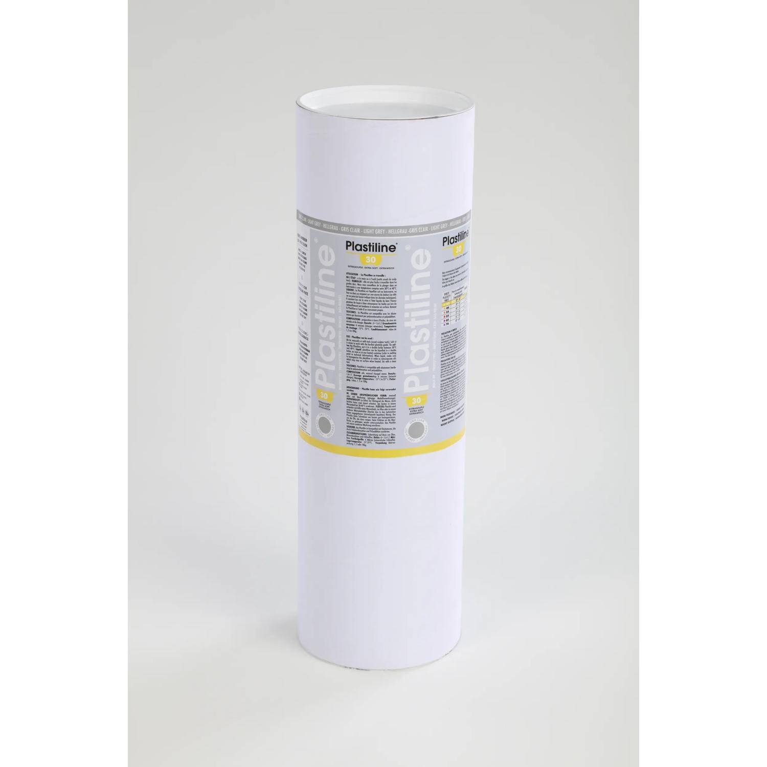 Plastiline 10kg Härtegrad 30 (extraweich) Rohrverpackung - Hellgrau 10630T