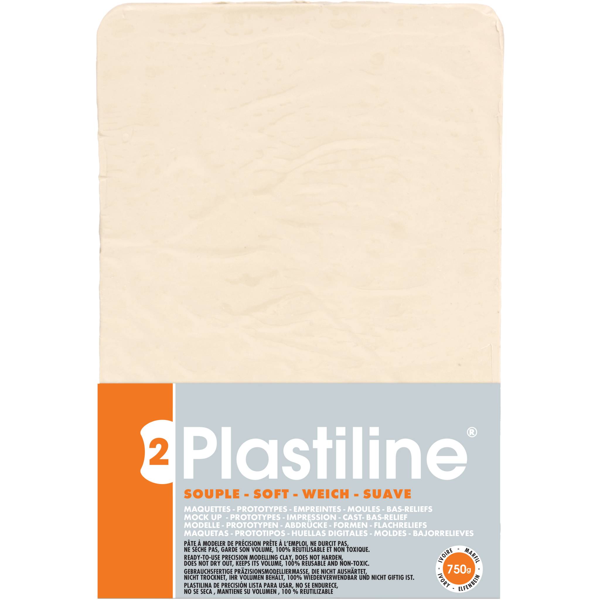 Plastiline Plastiline, Block 750g, Härtegrad 2 (weich) - Elfenbein 7150T