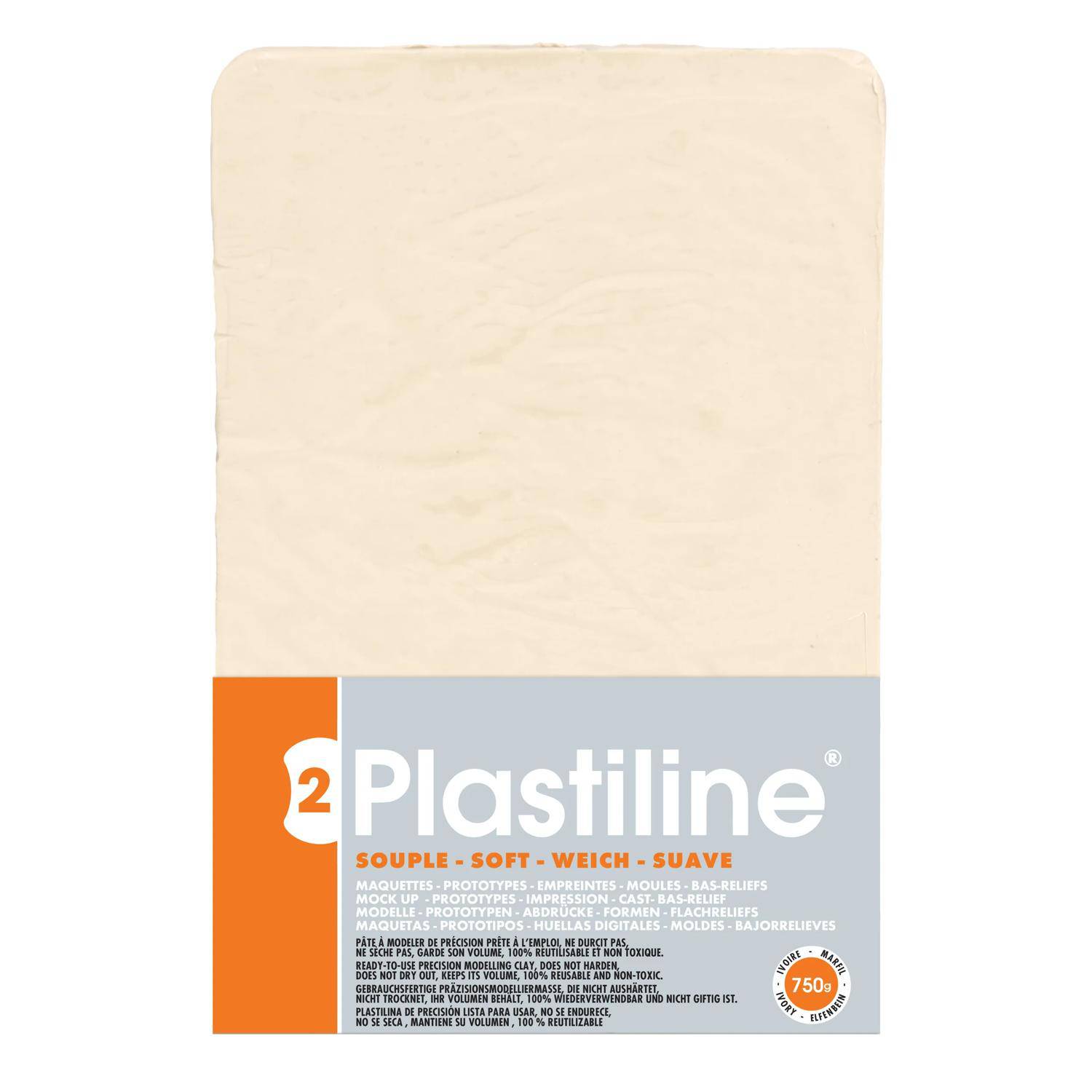 Plastiline Plastiline, Block 750g, Härtegrad 2 (weich) - Elfenbein 7150T