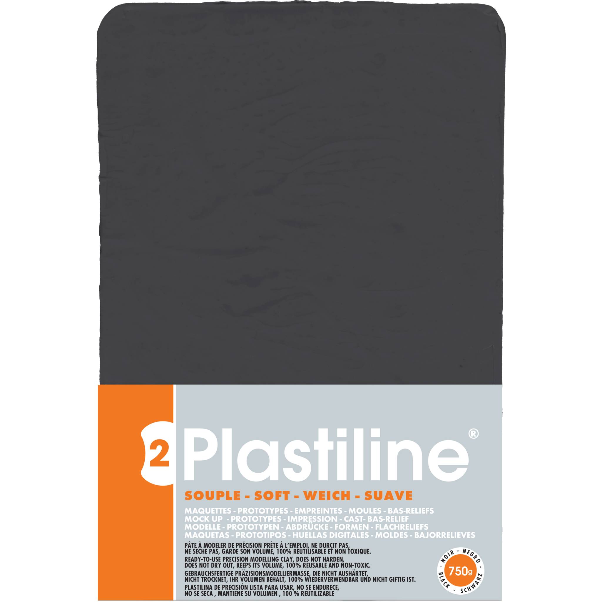 Plastiline Plastiline, Block 750g, Härtegrad 2 (weich) - Schwarz 7950T