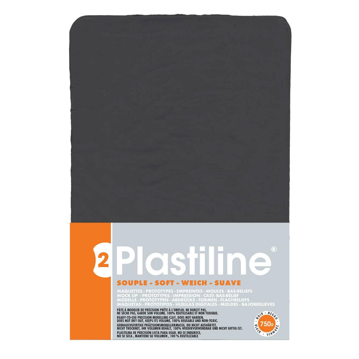 Plastiline Plastiline, Block 750g, Härtegrad 2 (weich) - Schwarz 7950T