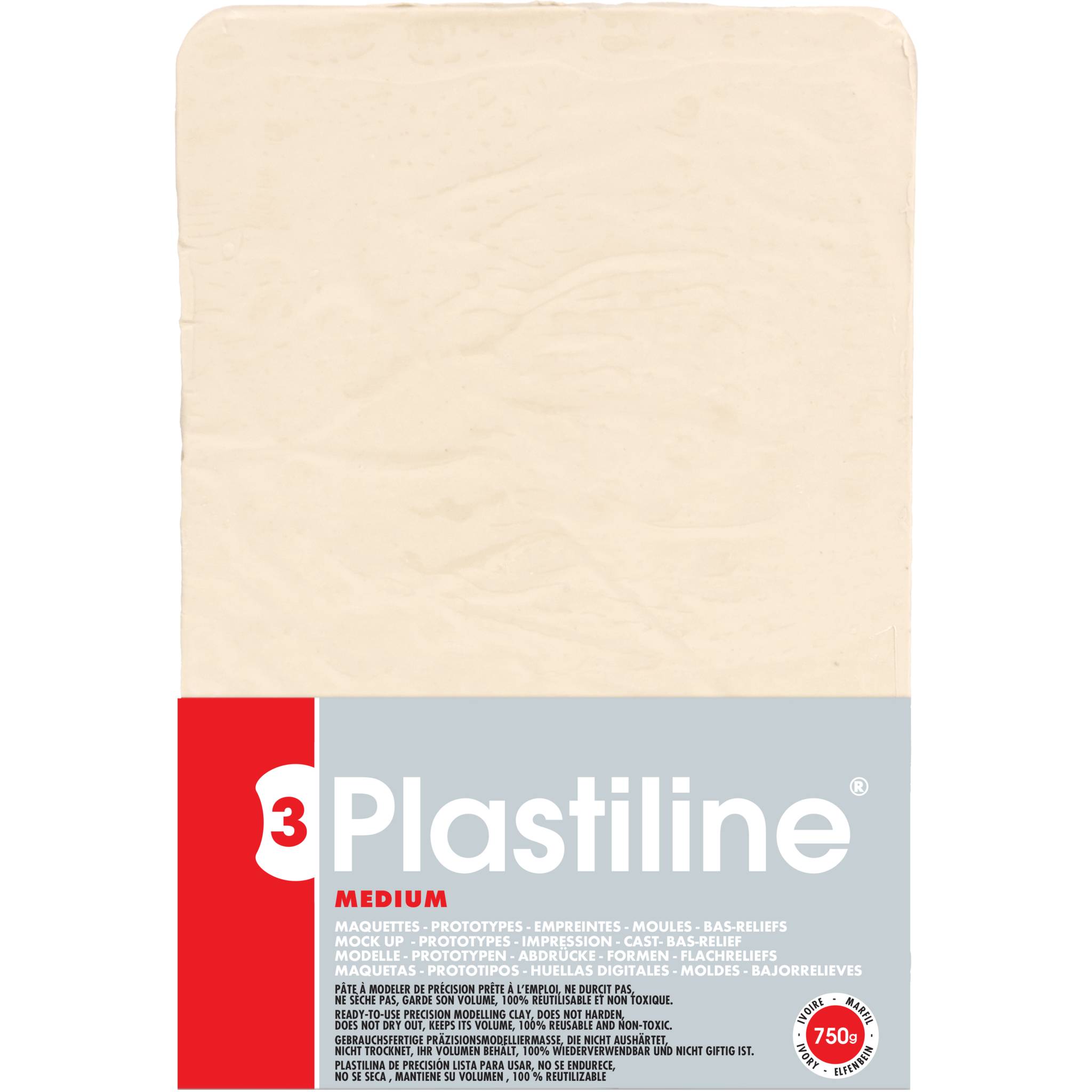 Plastiline Plastiline, Block 750g, Härtegrad 3 (medium) - Elfenbein 7155T