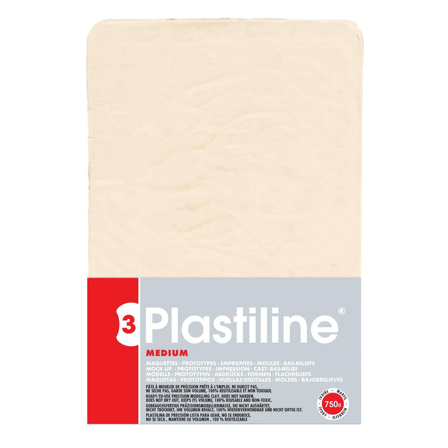 Plastiline Plastiline, Block 750g, Härtegrad 3 (medium) - Elfenbein 7155T