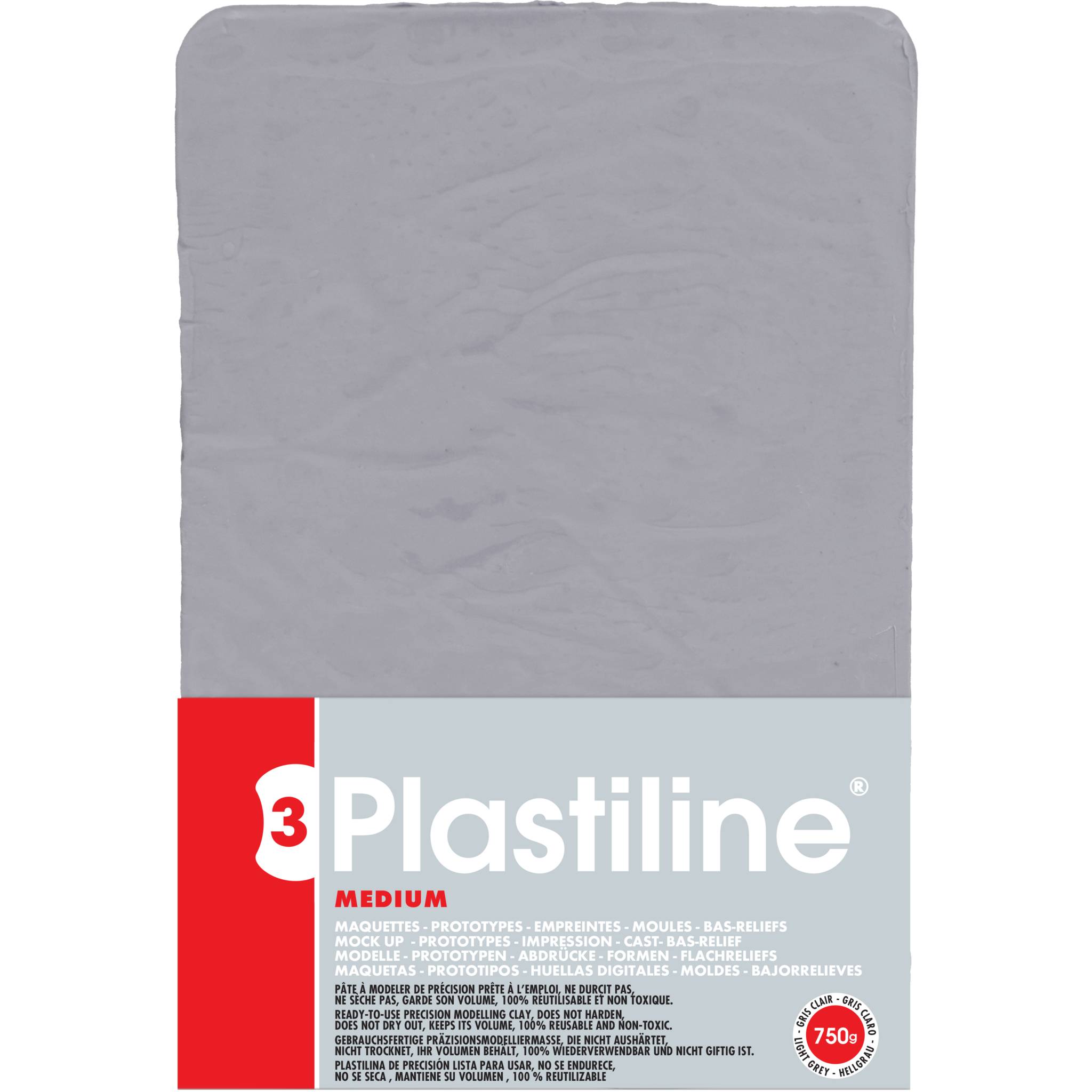 Plastiline Plastiline, Block 750g, Härtegrad 3 (medium) - Hellgrau 7655T
