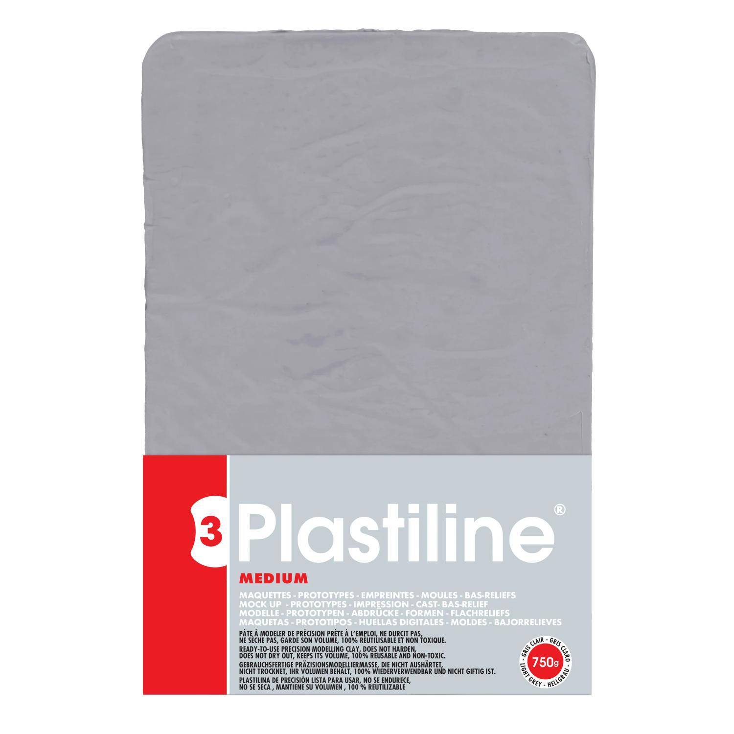 Plastiline Plastiline, Block 750g, Härtegrad 3 (medium) - Hellgrau 7655T
