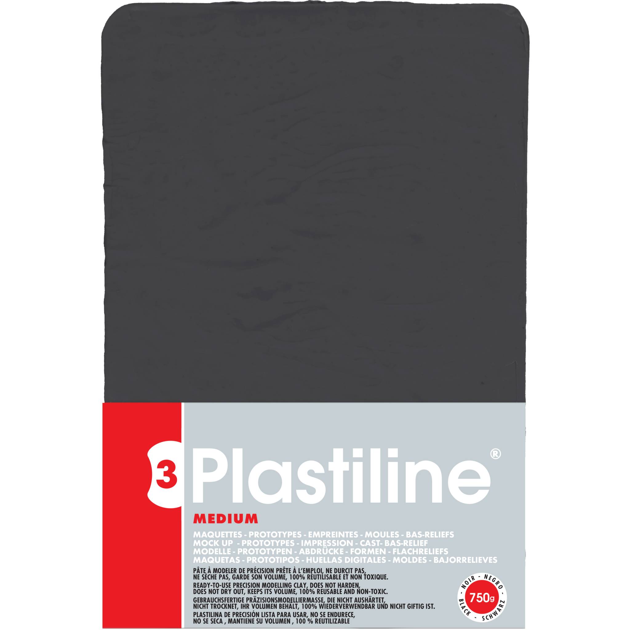 Plastiline Plastiline, Block 750g, Härtegrad 3 (medium) - Schwarz 7955T