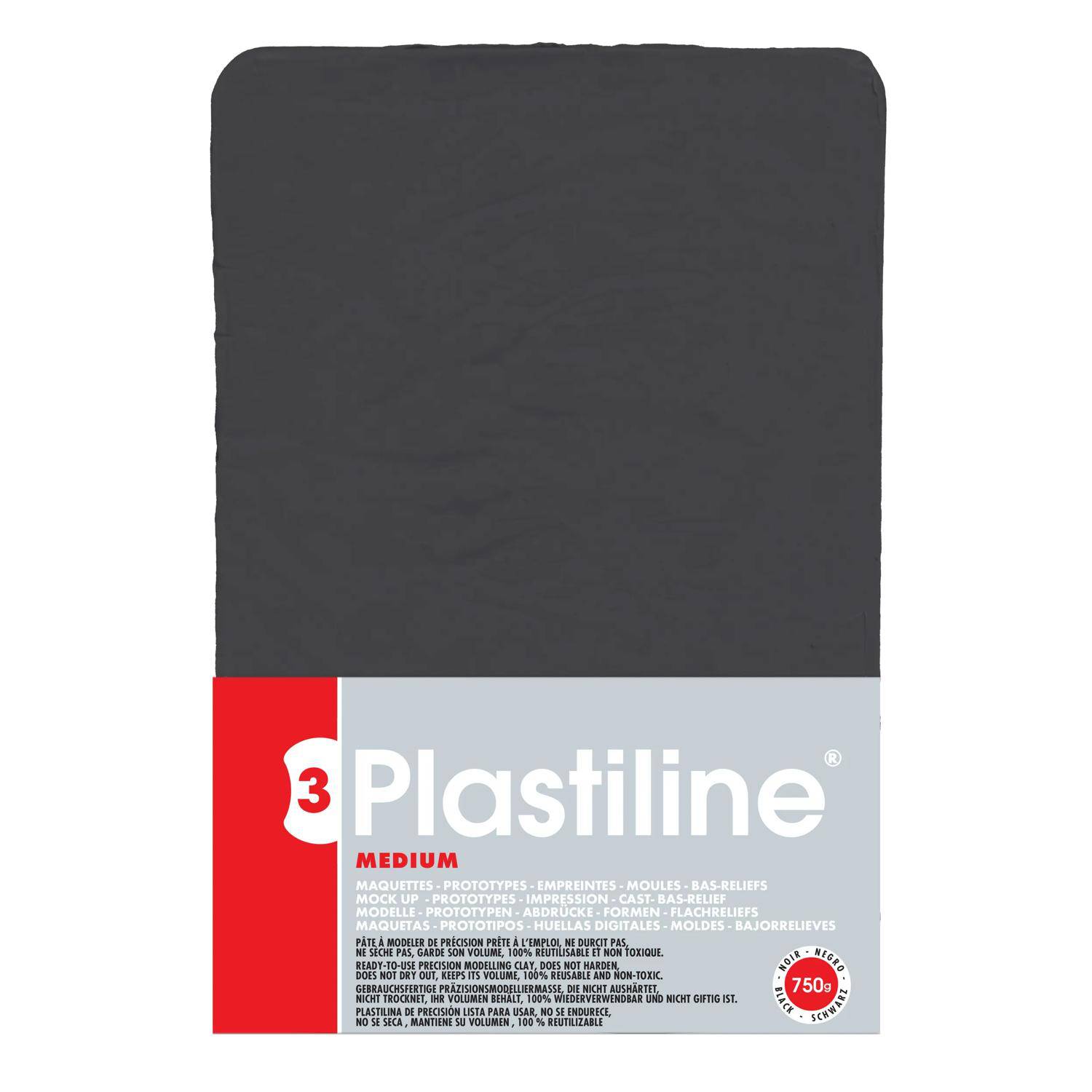 Plastiline Plastiline, Block 750g, Härtegrad 3 (medium) - Schwarz 7955T
