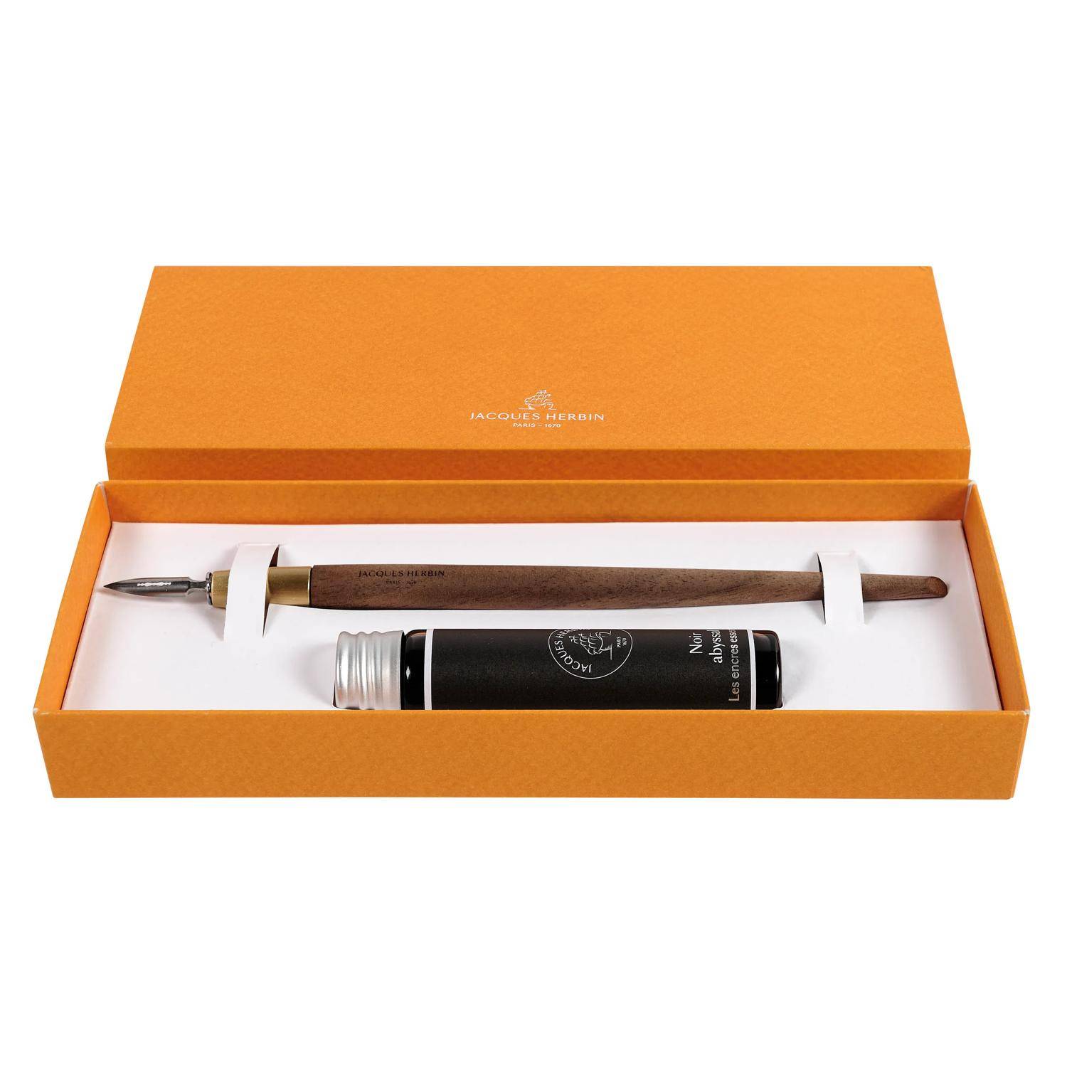 Jacques Herbin Set mit Federhalter aus Holz + Feder + Tinte 20209JT
