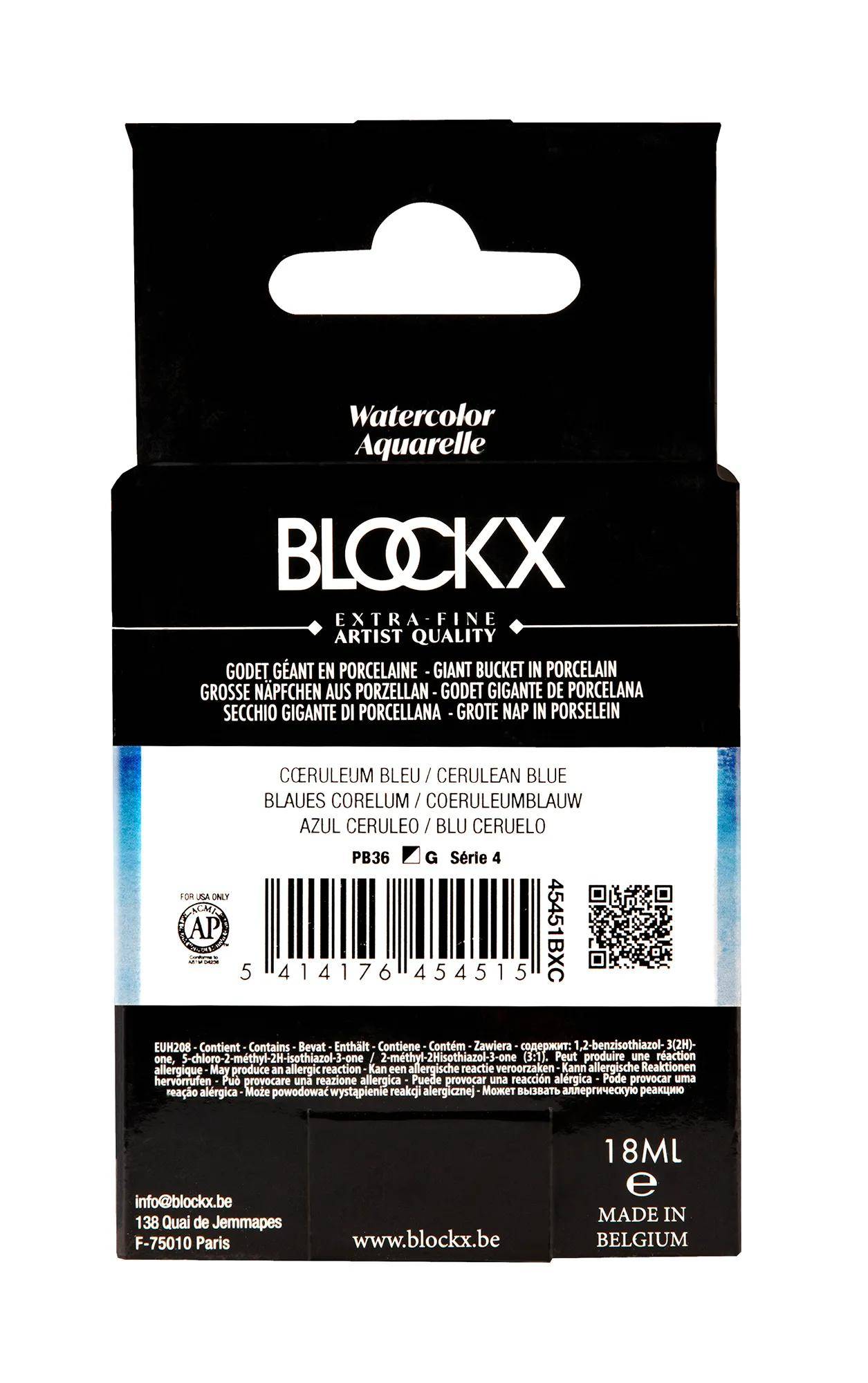 Blockx Aquarellfarbe, Colinblau - Großer Napf 18ml - Cœruleum blau 45451BXC