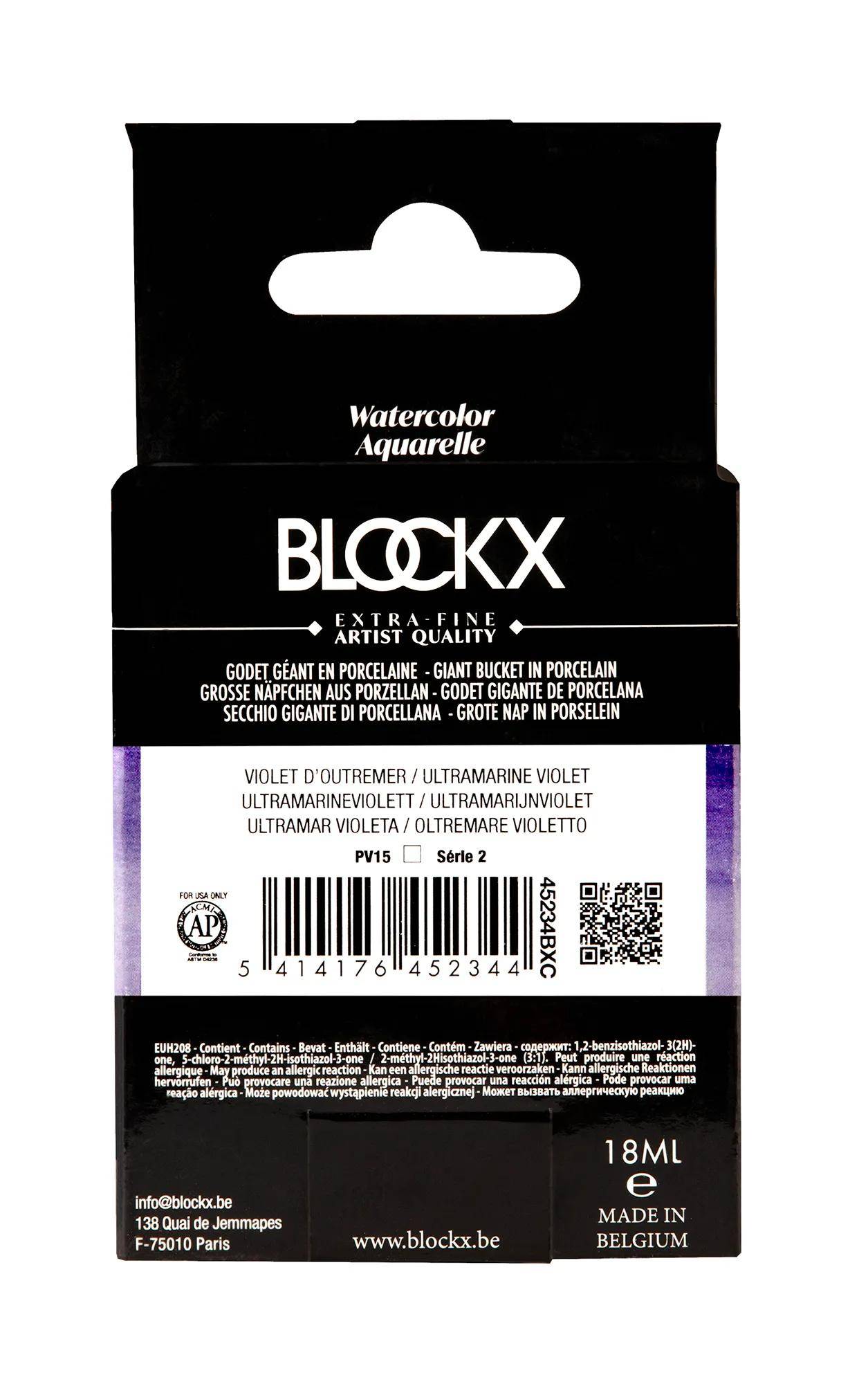 Blockx Aquarellfarbe, Großer Napf 18ml Ultramarinviolett 45234BXC