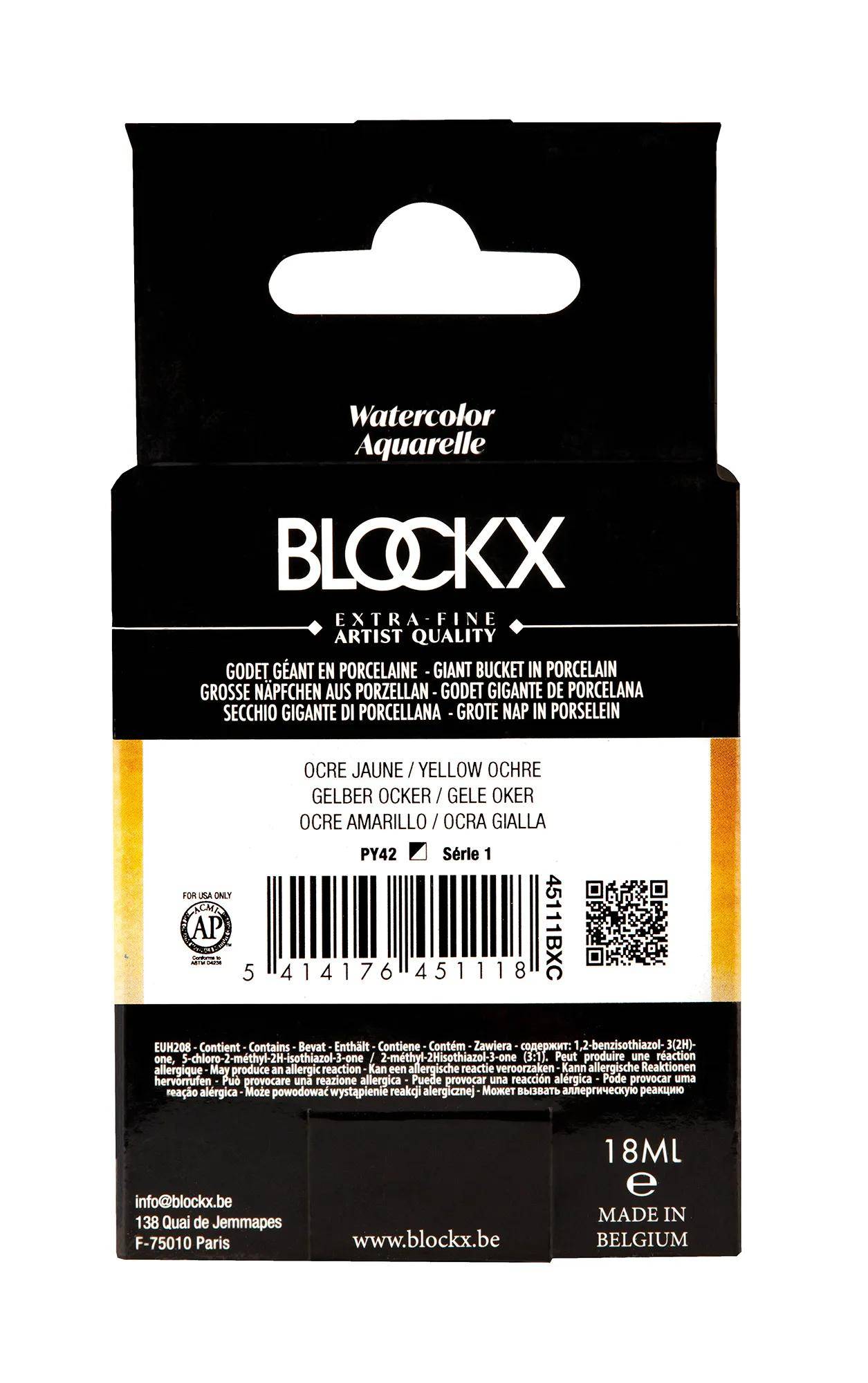 Blockx Aquarellfarbe, Ockergelb - Großer Napf 18ml - Ockergelb| 45111BXC