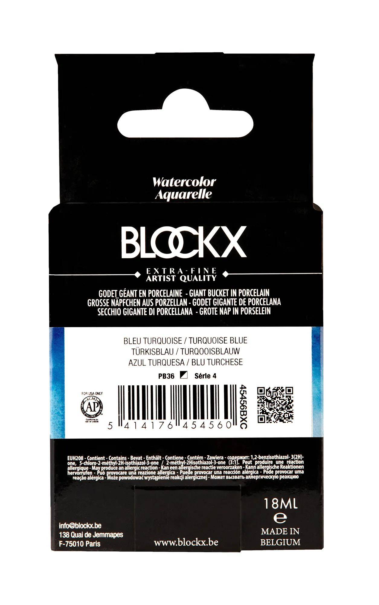 Blockx Aquarellfarbe, Türkisblau - Großer Napf 18ml - Türkisblau 45456BXC