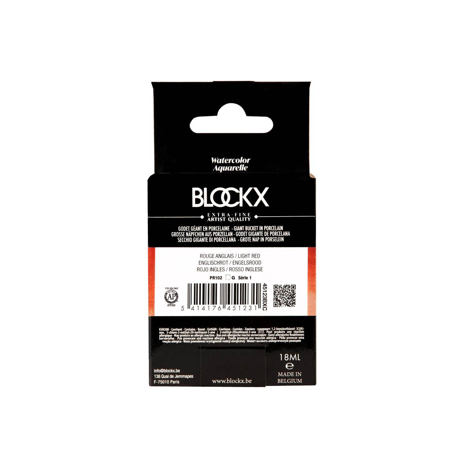 Blockx Aquarellfarbe, Englischrot - Großer Napf 18ml - Englischrot 45123BXC