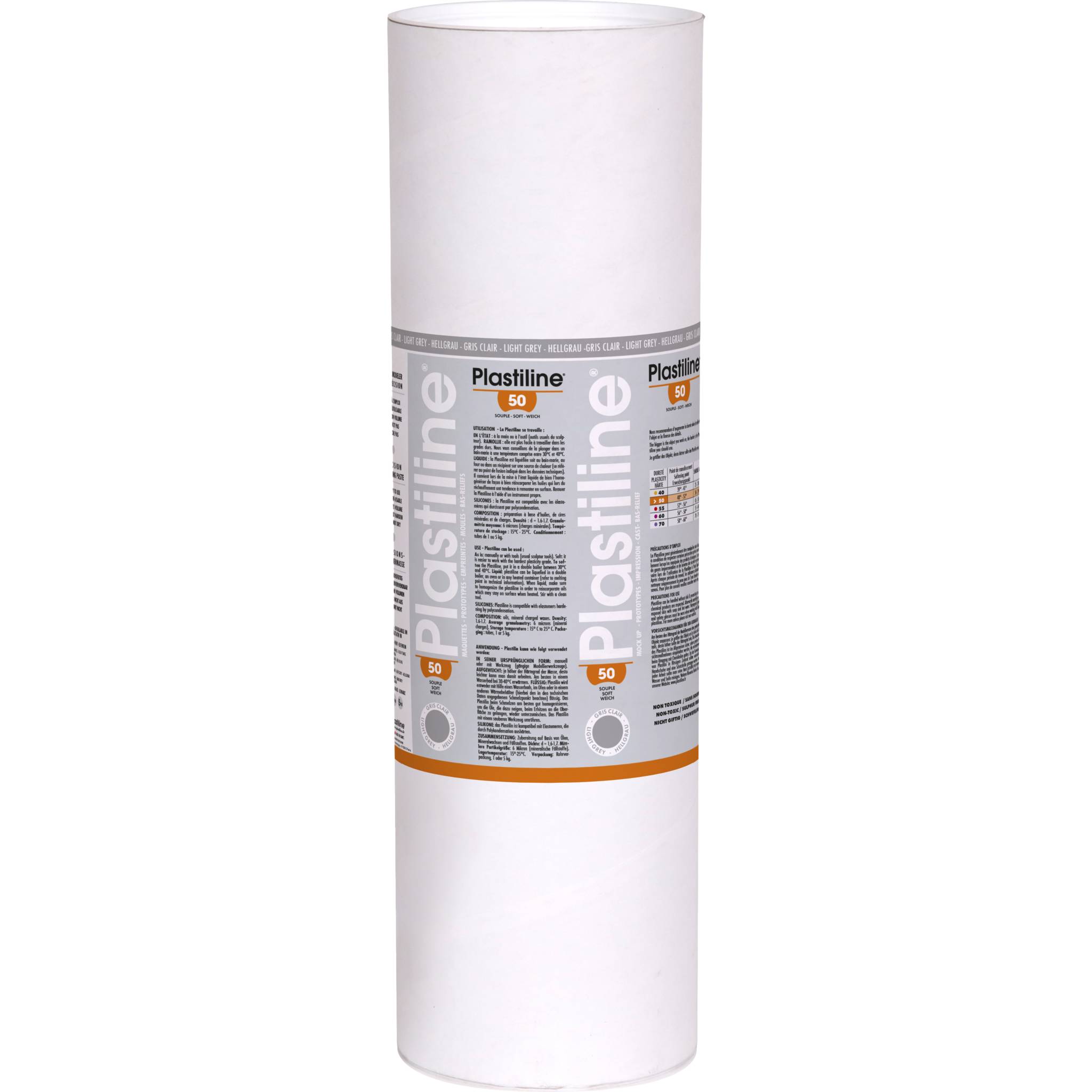 Plastiline Plastiline, 10kg, Härtegrad 50 - Hellgrau 10650T