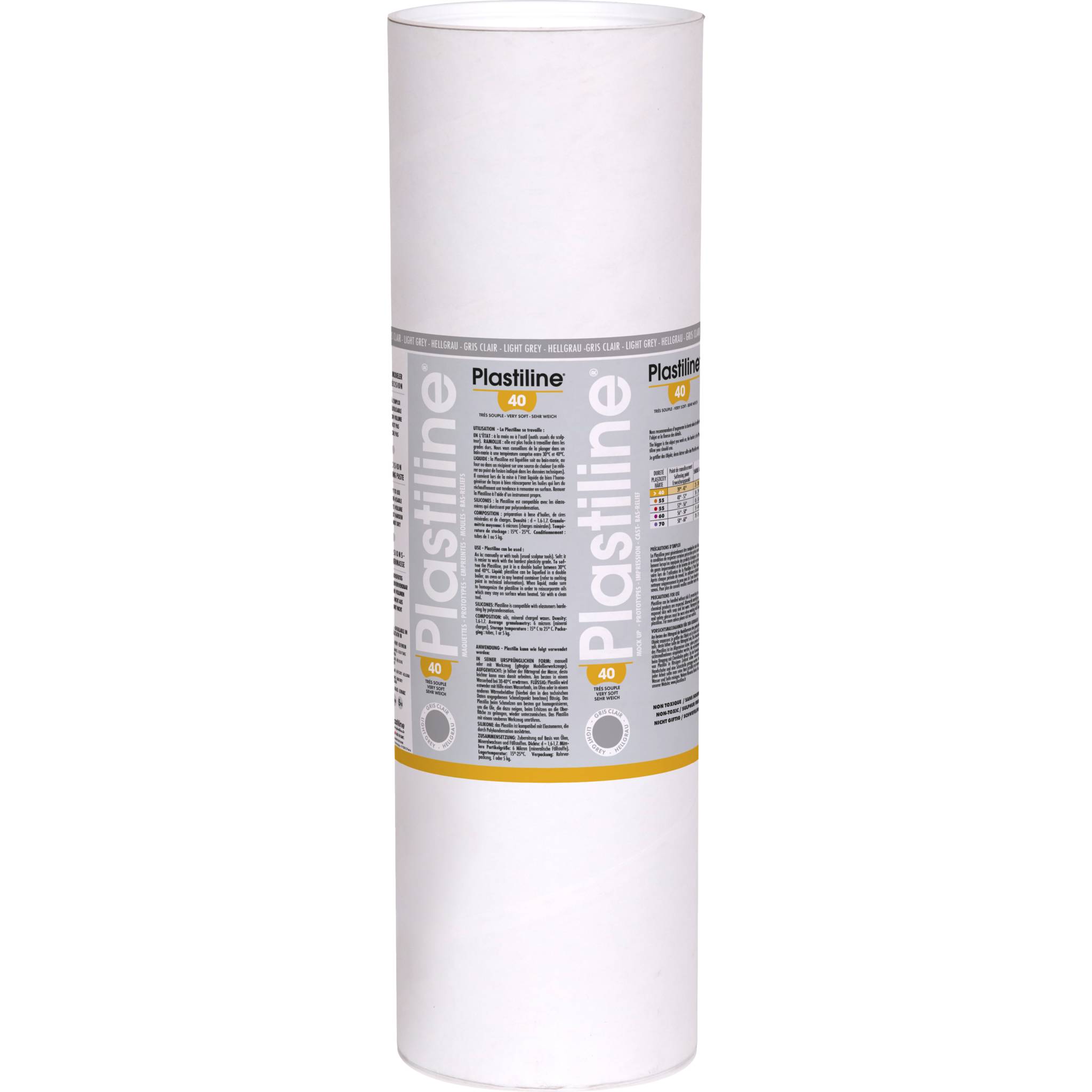 Plastiline Plastiline, 10kg, Härtegrad 40 - Hellgrau 10640T