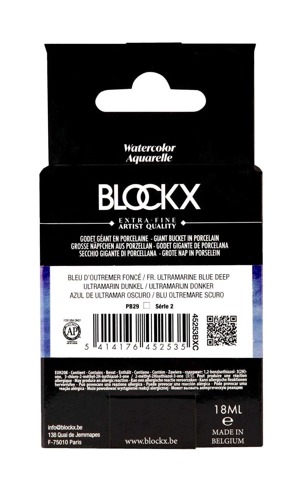 Blockx Aquarellfarbe, Großer Napf 18ml Ultramarinblau dunkel 45253BXC