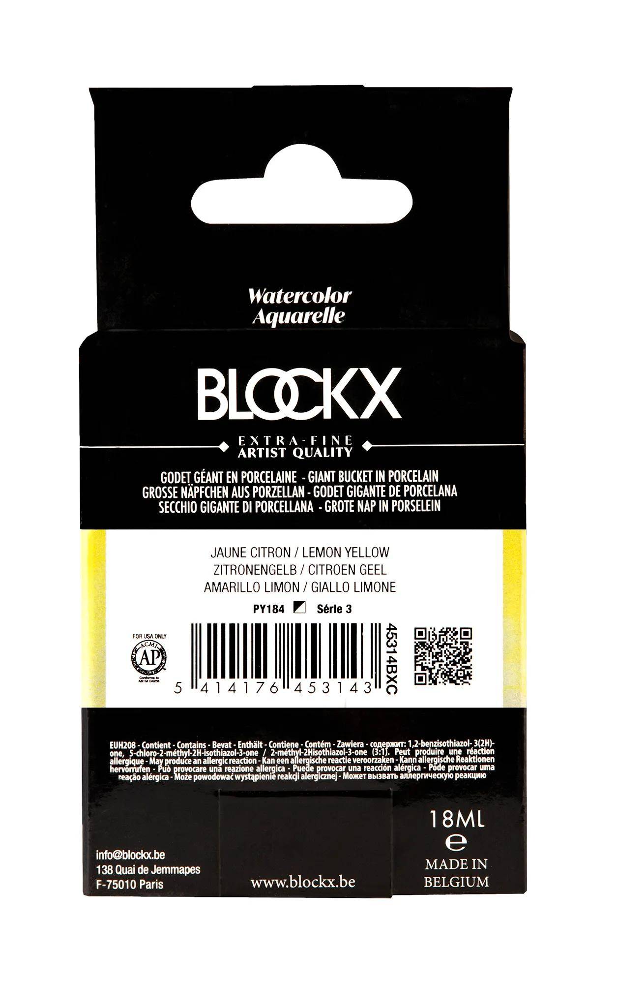 Blockx Aquarellfarbe, Zitronengelb - Großer Napf 18ml - Zitronengelb| 45314BXC