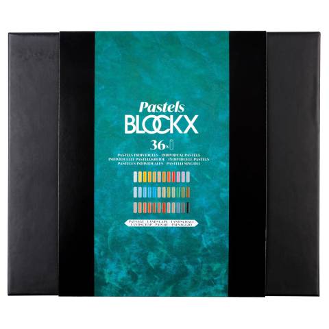 Blockx Holzbox mit 36 Pastellkreiden, 25x29 cm, Porträt Landschaft 12936LBXC