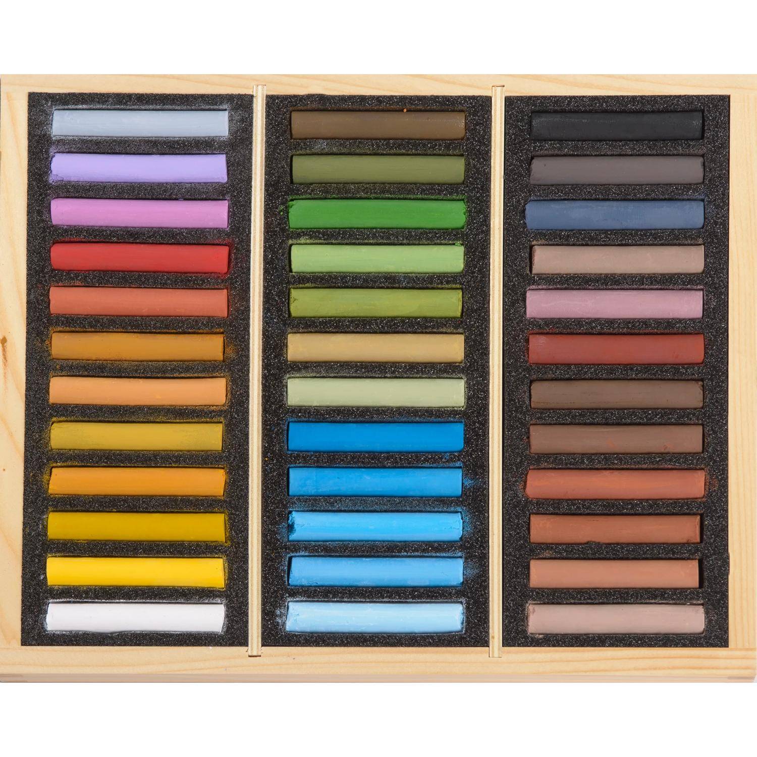 Blockx Holzbox mit 36 Pastellkreiden, 25x29 cm, Porträt Landschaft 12936LBXC