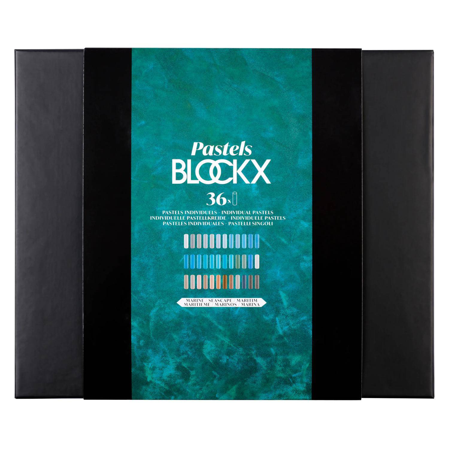 Blockx Holzbox mit 36 Pastellkreiden, 25x29 cm, Porträt Marine 12936MRBXC