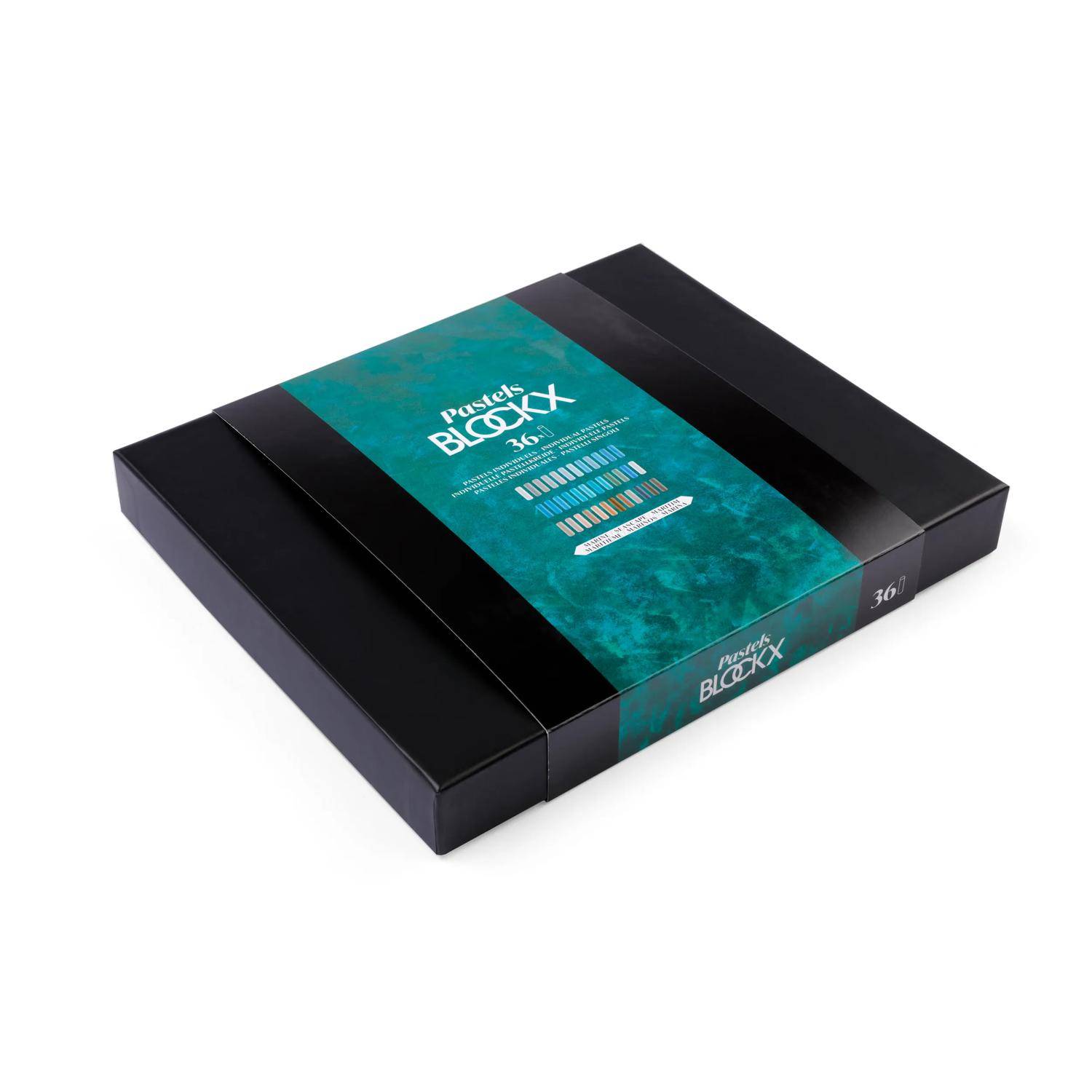 Blockx Holzbox mit 36 Pastellkreiden, 25x29 cm, Porträt Marine 12936MRBXC