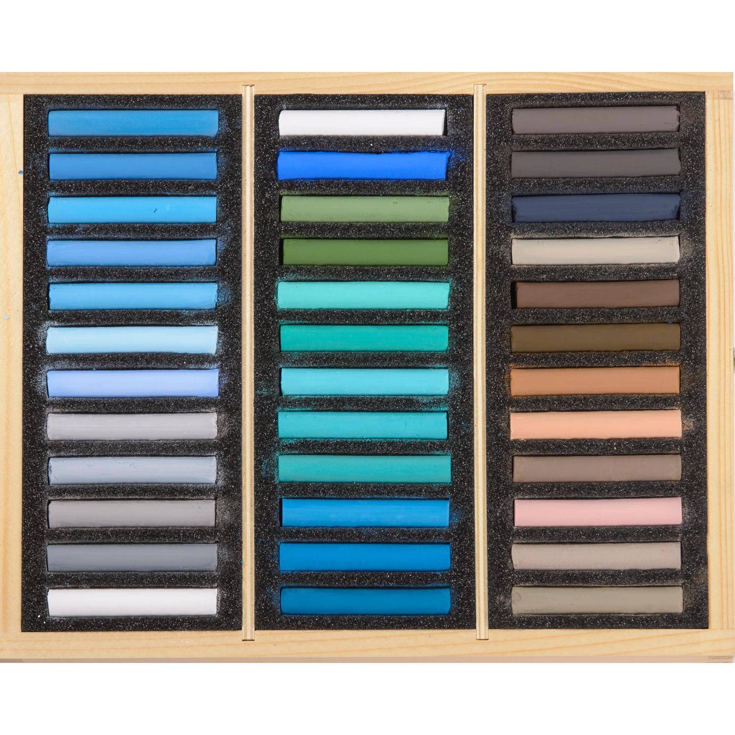 Blockx Holzbox mit 36 Pastellkreiden, 25x29 cm, Porträt Marine 12936MRBXC