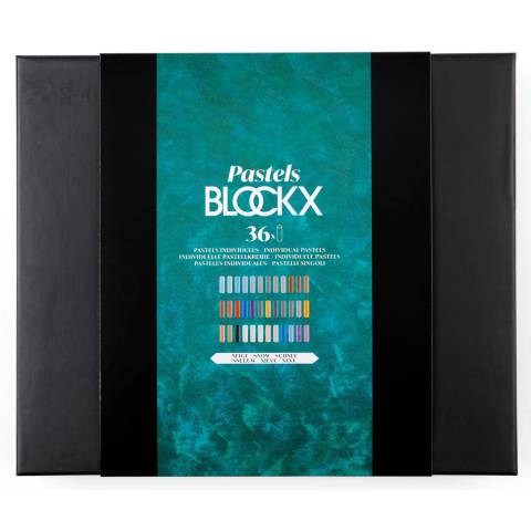 Blockx Holzbox mit 36 Pastellkreiden, 25x29 cm, Porträt Schnee 12936NRBXC