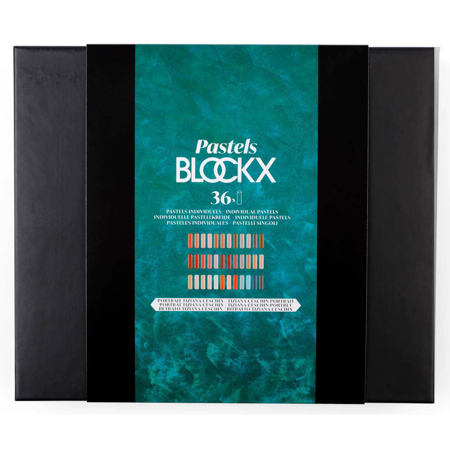 Blockx Holzbox mit 36 Pastellkreiden, 25x29 cm, Porträt Tiziana 12936PTIBXC