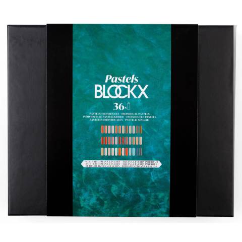 Blockx Holzbox mit 36 Pastellkreiden, 25x29 cm, Porträt Tiziana 12936PTIBXC